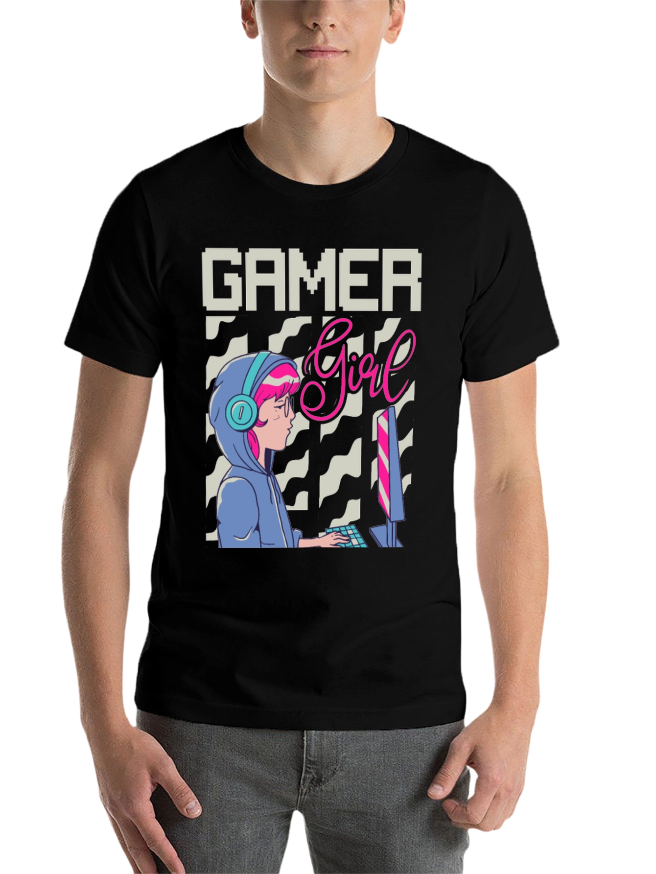 Black Gamer Girl Graphic Tee - Stylish Gaming Apparel view 7