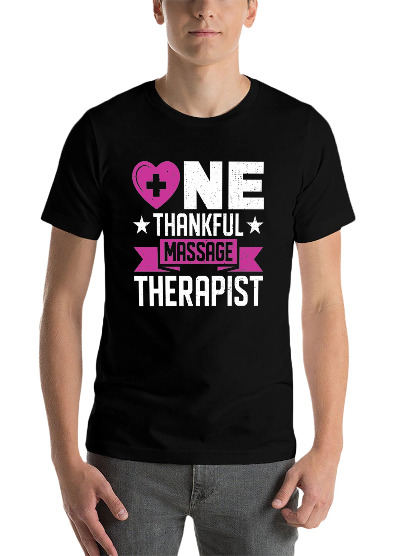 Black Thankful Massage Therapist T-Shirt view 7