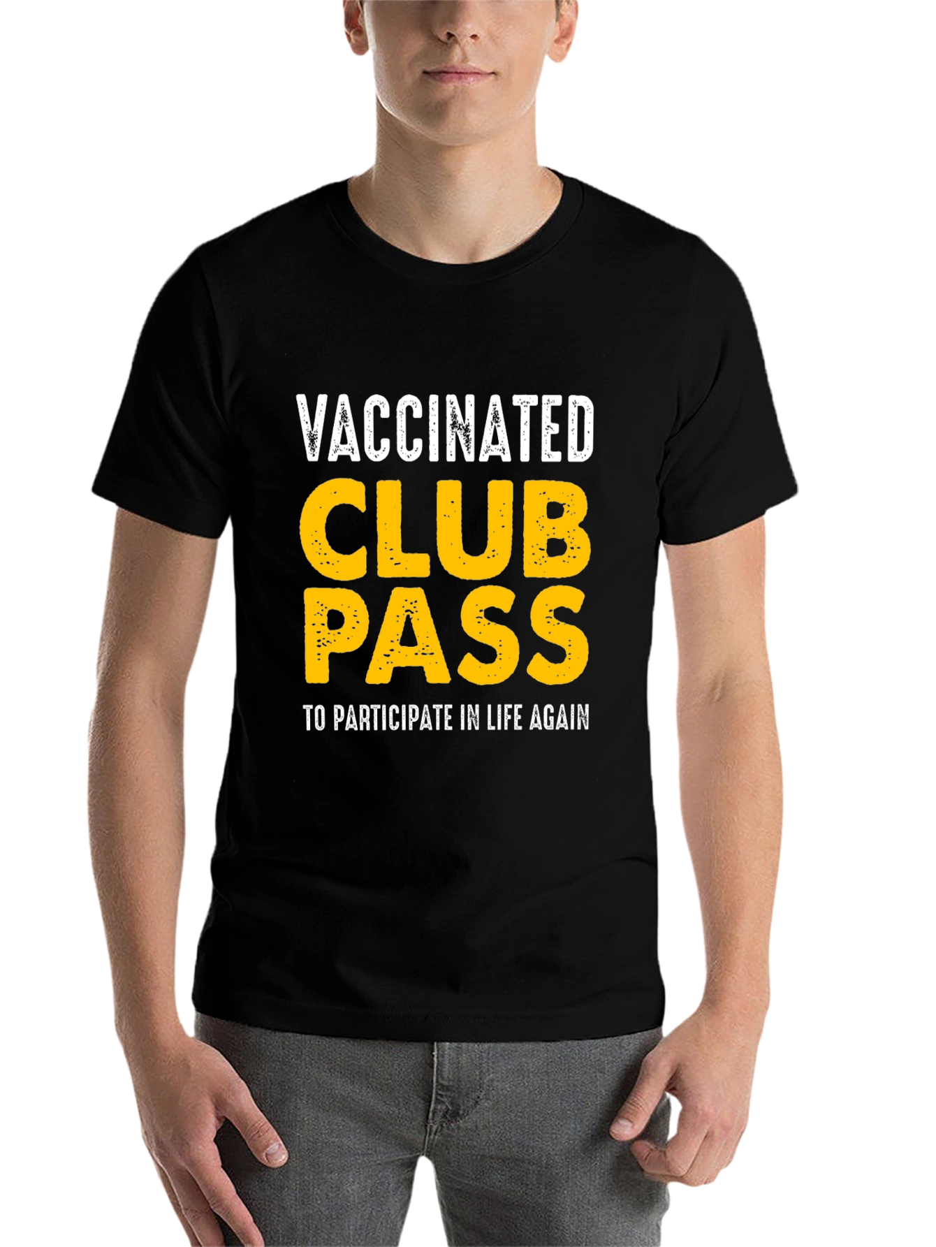 Black Vaccinated Club Pass Black T-Shirt view 7