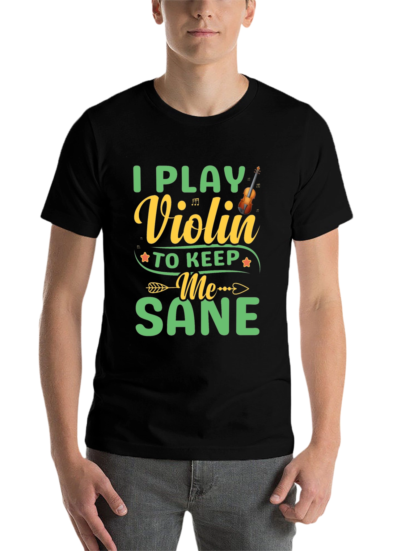 Black I Play Violin to Keep Me Sane Black T-Shirt view 7