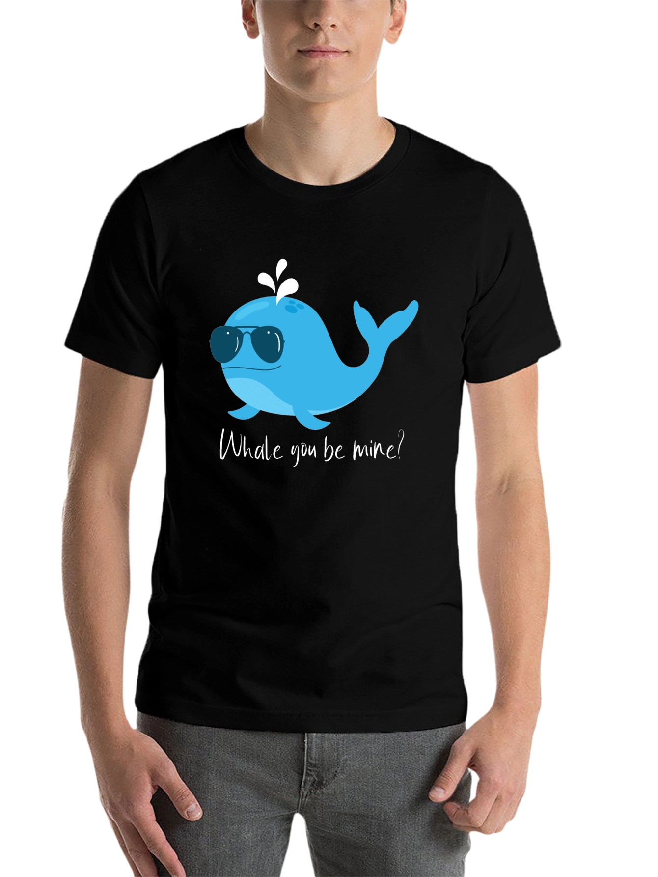 Black Whale You Be Mine T-Shirt - Cute Ocean Valentine Tee view 7