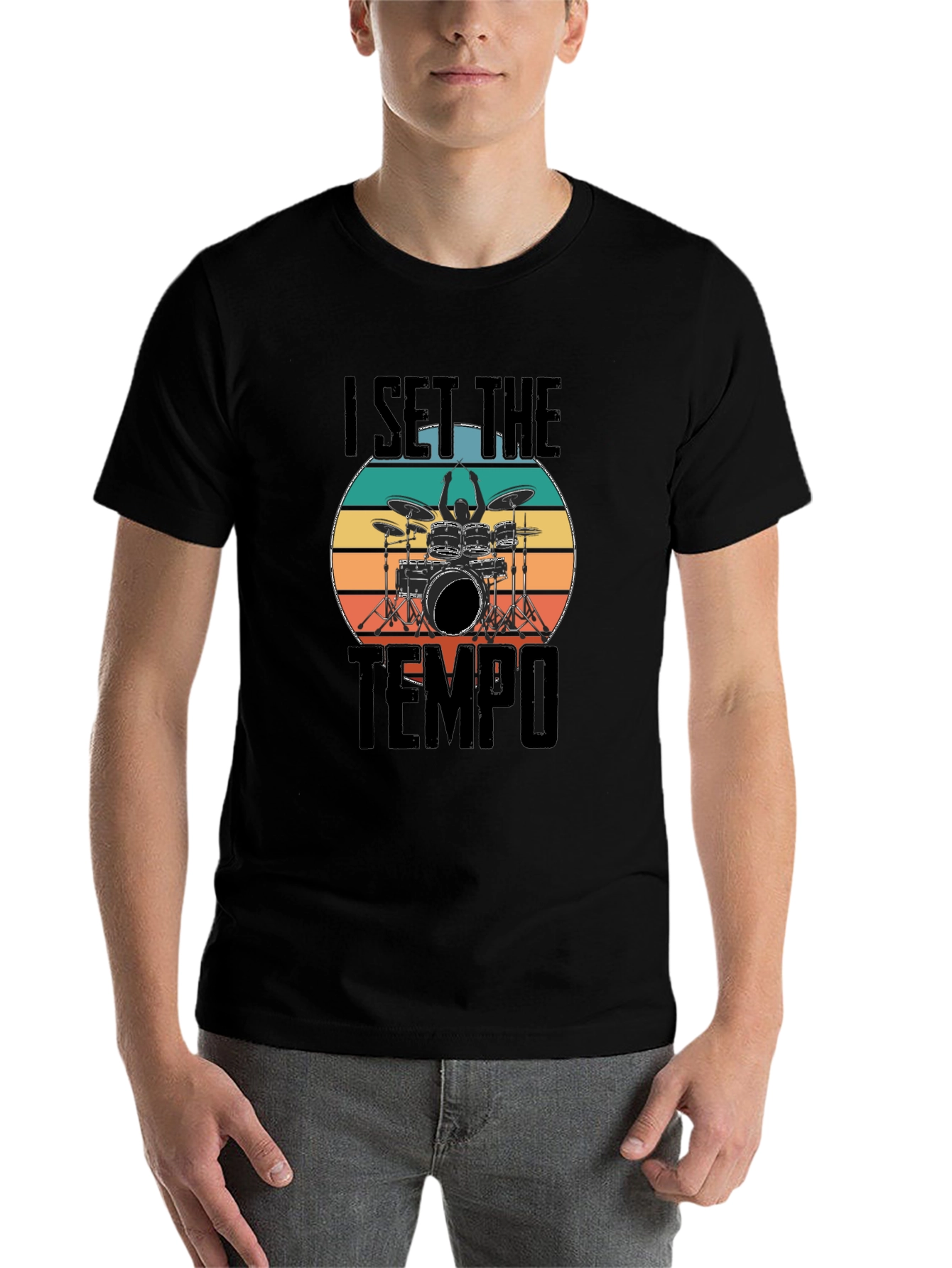 Black I Set The Tempo Drummer T-Shirt view 7