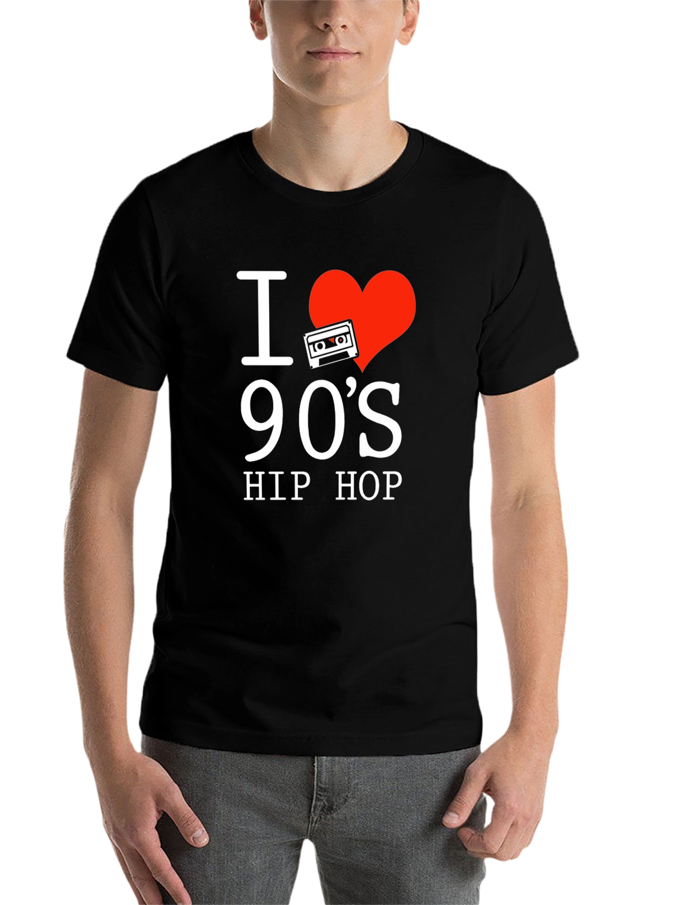 Black I Love 90's Hip Hop Graphic T-Shirt view 7