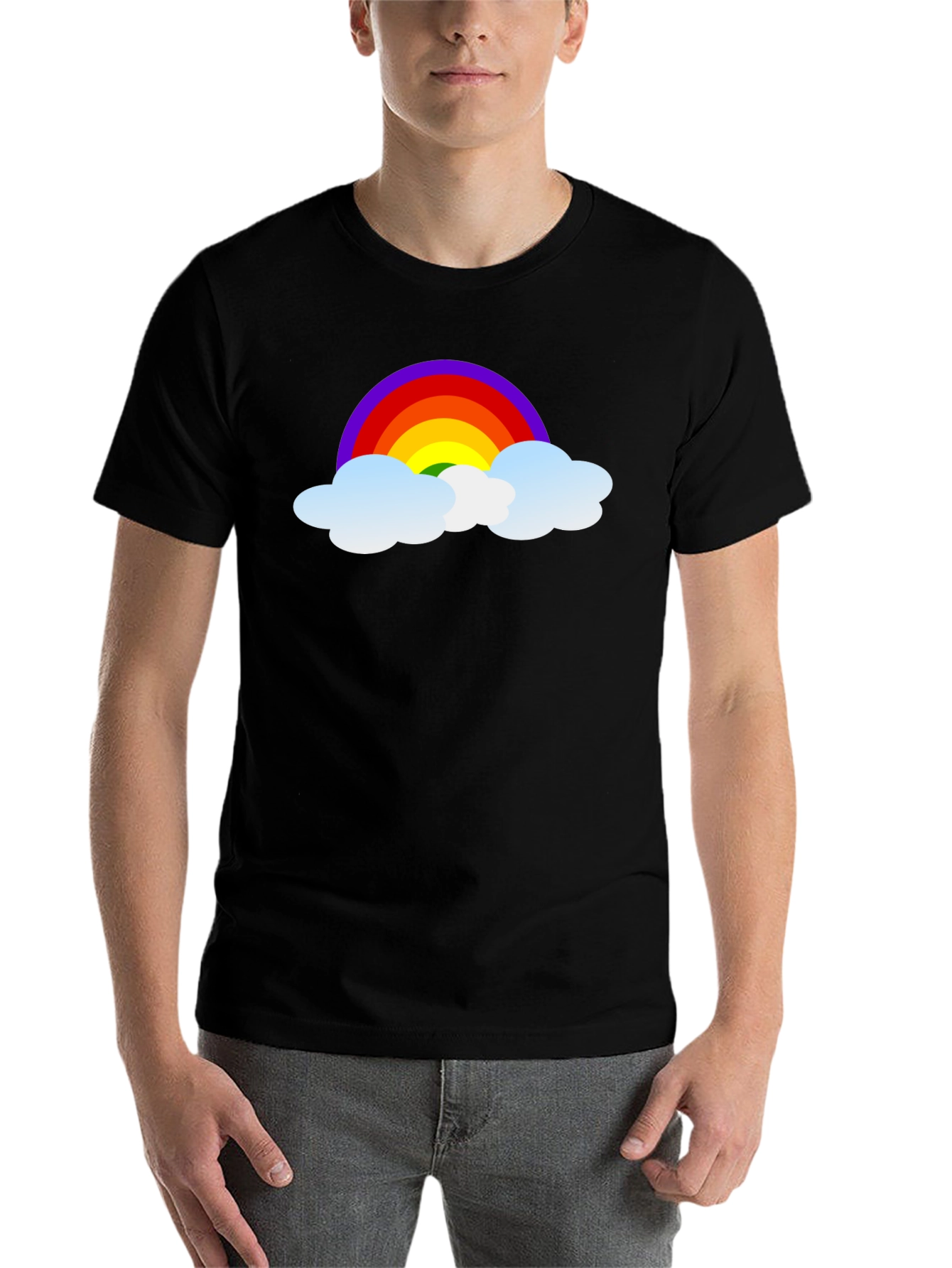 Black Rainbow Cloud Graphic Tee - Black Cotton T-Shirt view 7