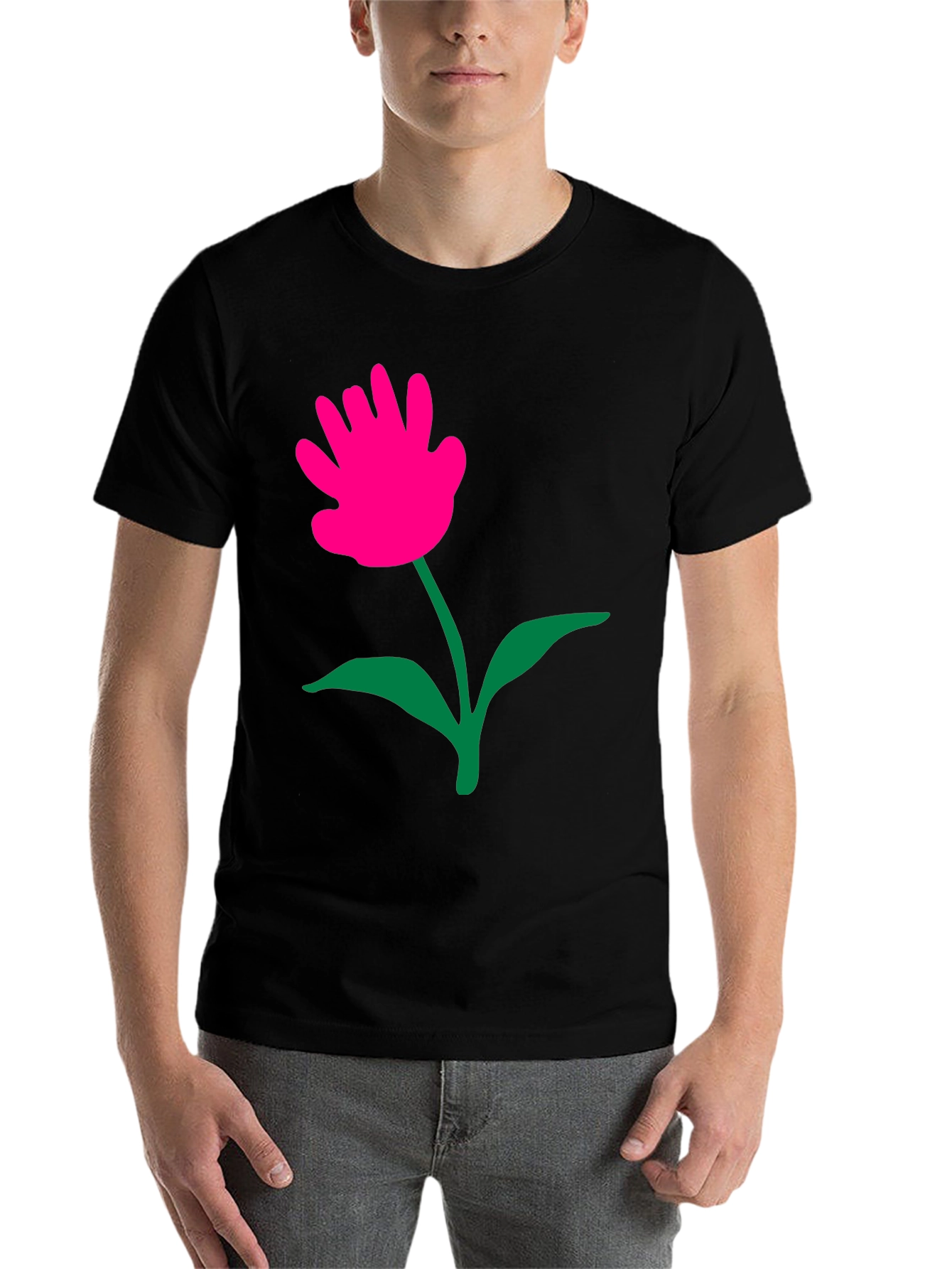 Black Funky Flower Graphic Tee - Black view 7