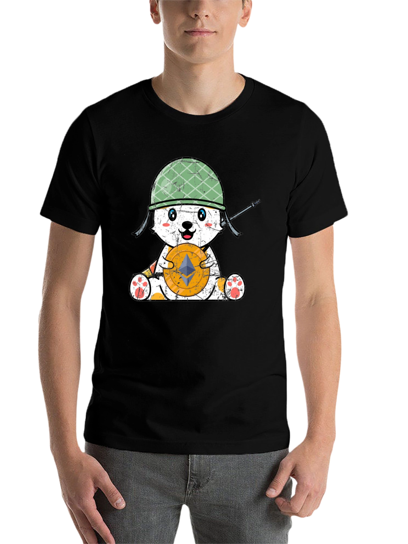 Black Crypto Bear Soldier Graphic Tee view 7