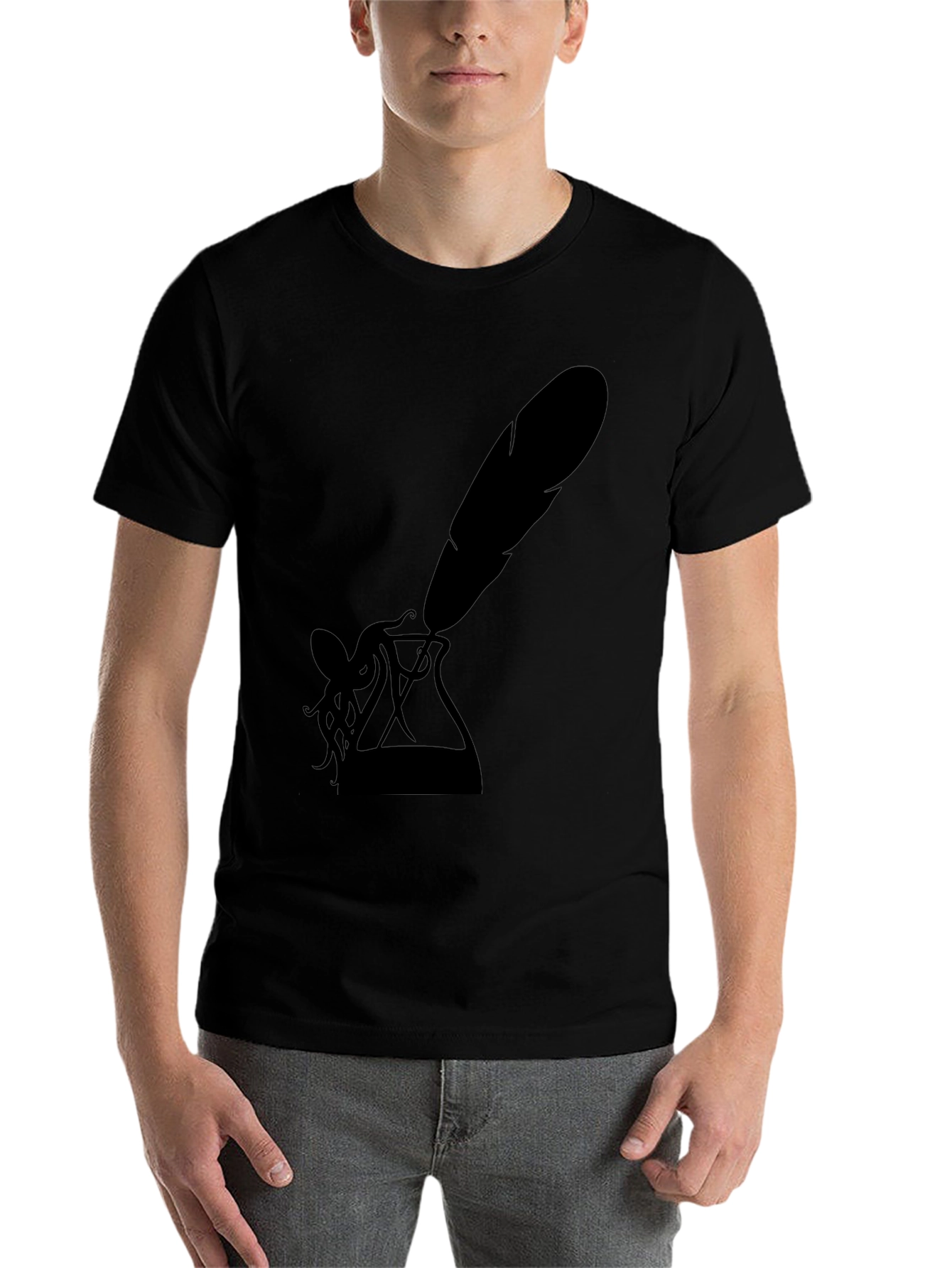 Black Octopus Quill Ink T-Shirt - Black Graphic Tee view 7