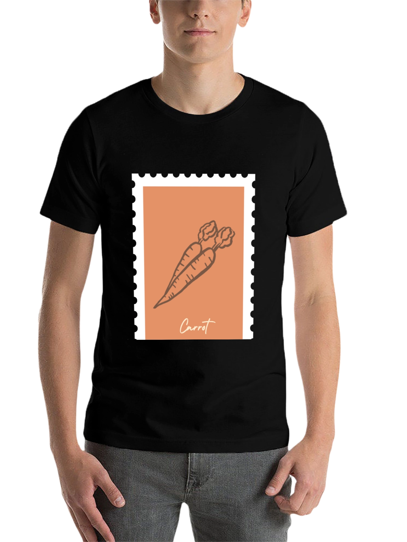 Black Carrot Stamp Graphic T-Shirt - Unisex Casual Tee view 7