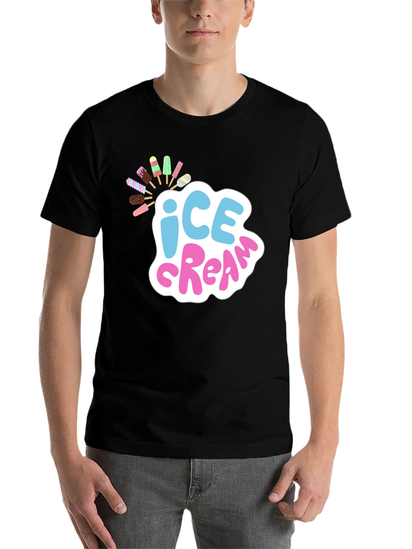 Black Ice Cream Graphic T-Shirt - Fun Summer Style view 7