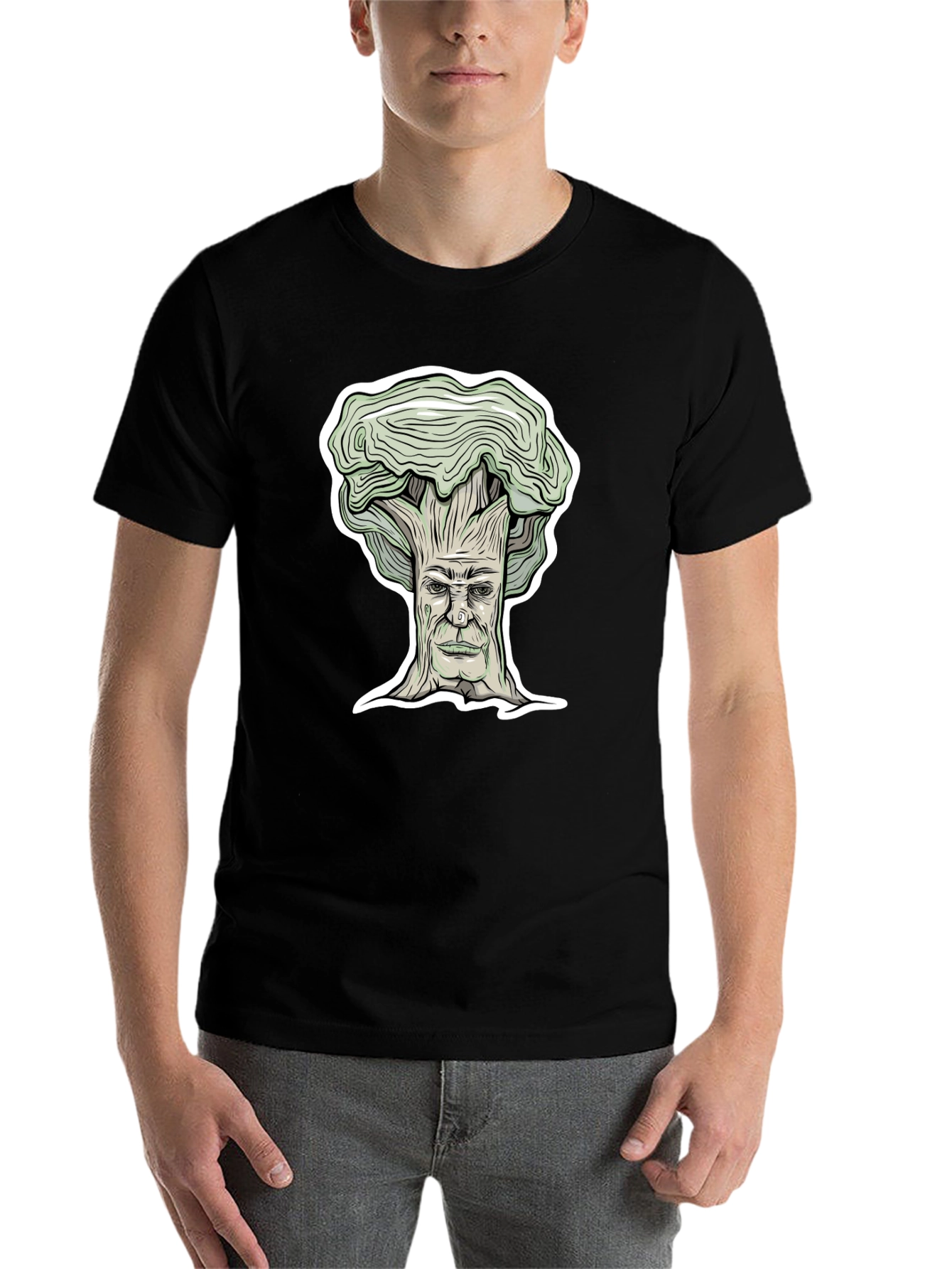Black Tree Face Graphic Tee - Unique Design T-Shirt view 7