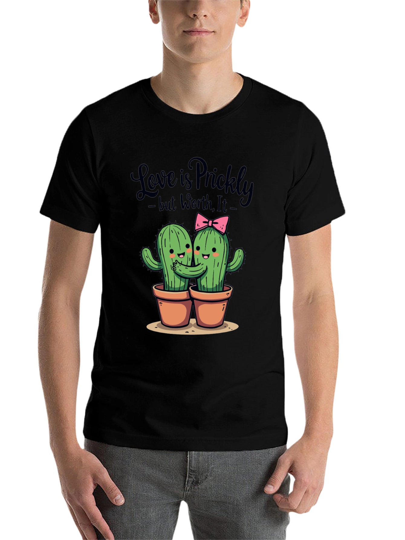 Black Love is Prickly T-Shirt - Cute Cactus Design view 7