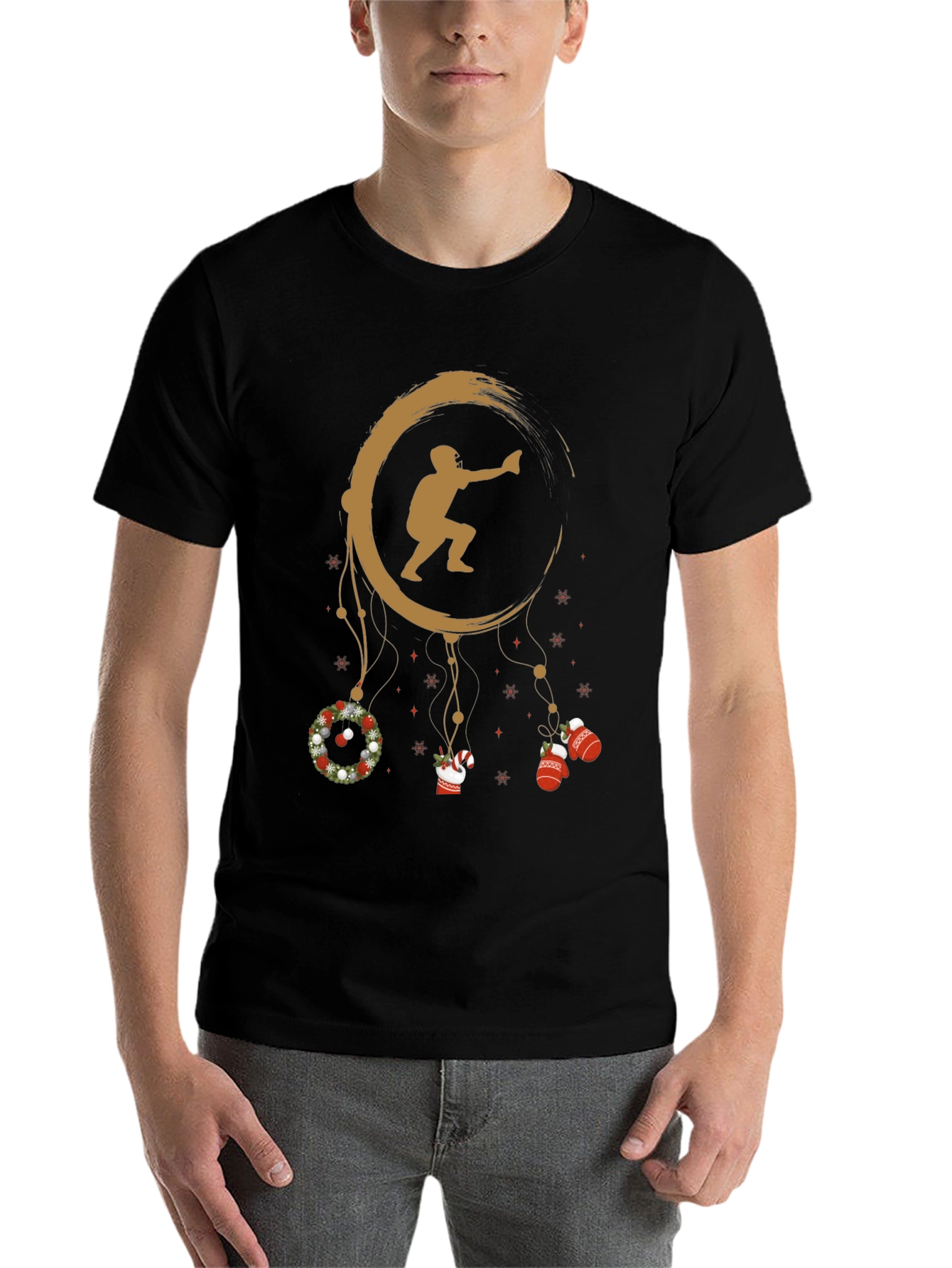 Black Festive Baseball Dreamcatcher T-Shirt view 7