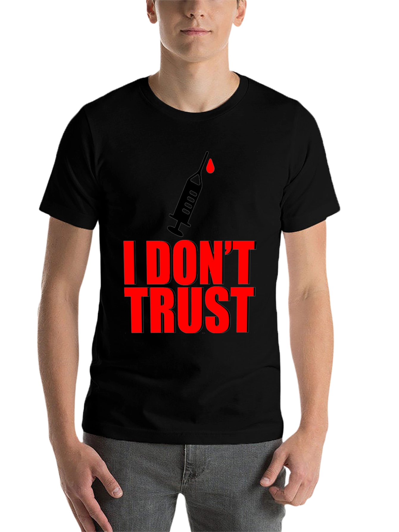 Black I Don't Trust Graphic Tee - Conspiracy Statement T-Shirt view 7