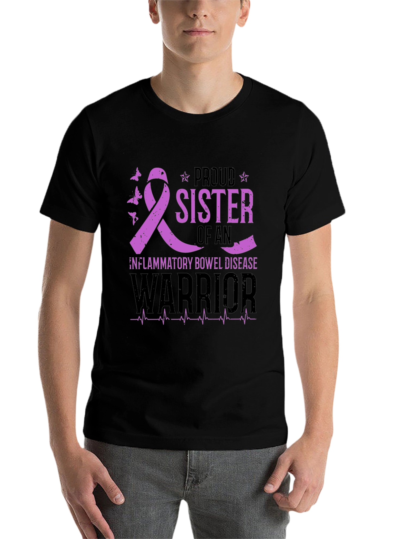 Black Proud Sister Inflammatory Bowel Disease Awareness T-Shirt view 7