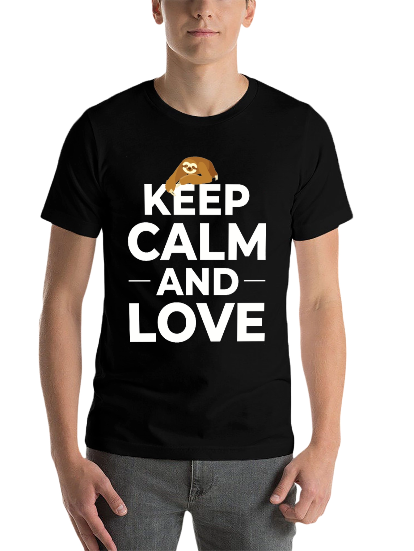 Black Keep Calm and Love Sloths Graphic Tee view 7