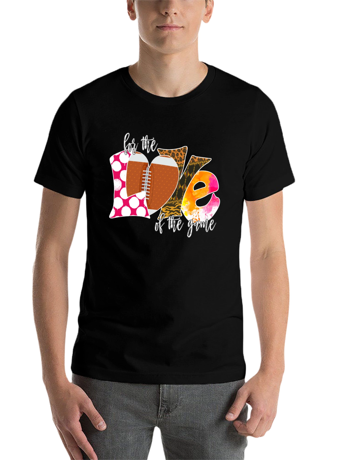 Black Football Game Day Love Graphic Tee view 7