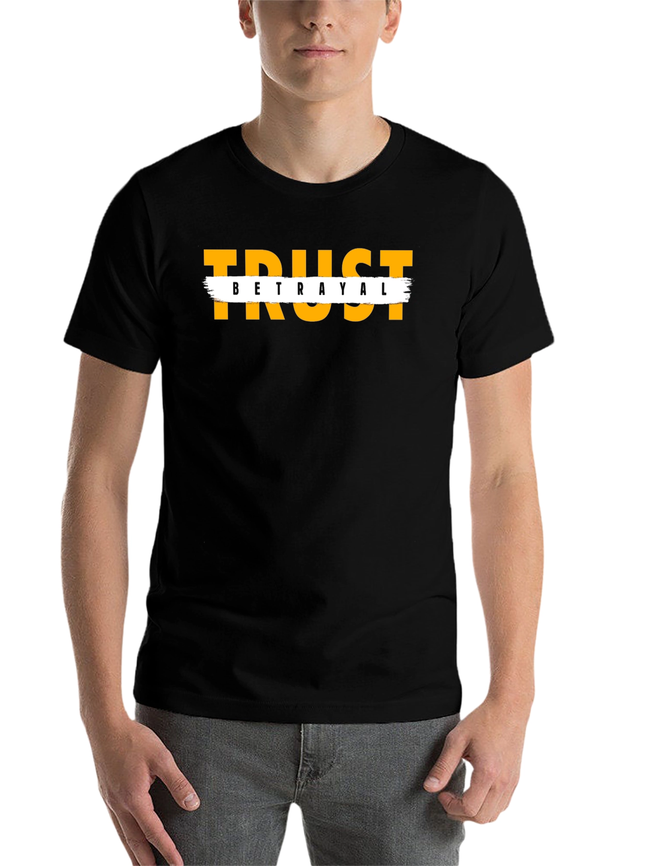 Black Trust Betrayal Graphic Tee - Black Casual T-Shirt view 7