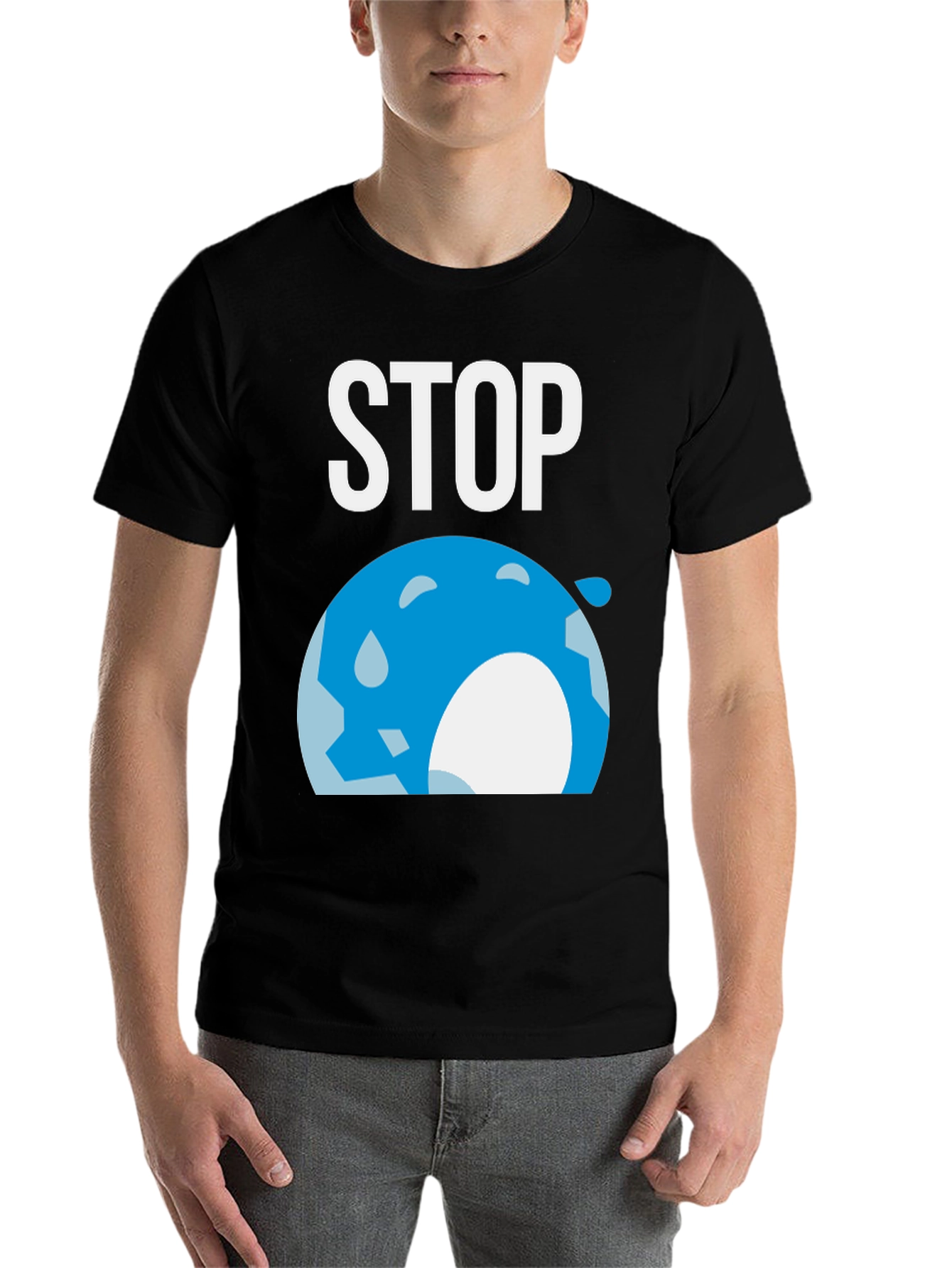 Black Stop Global Warming Graphic T-Shirt view 7