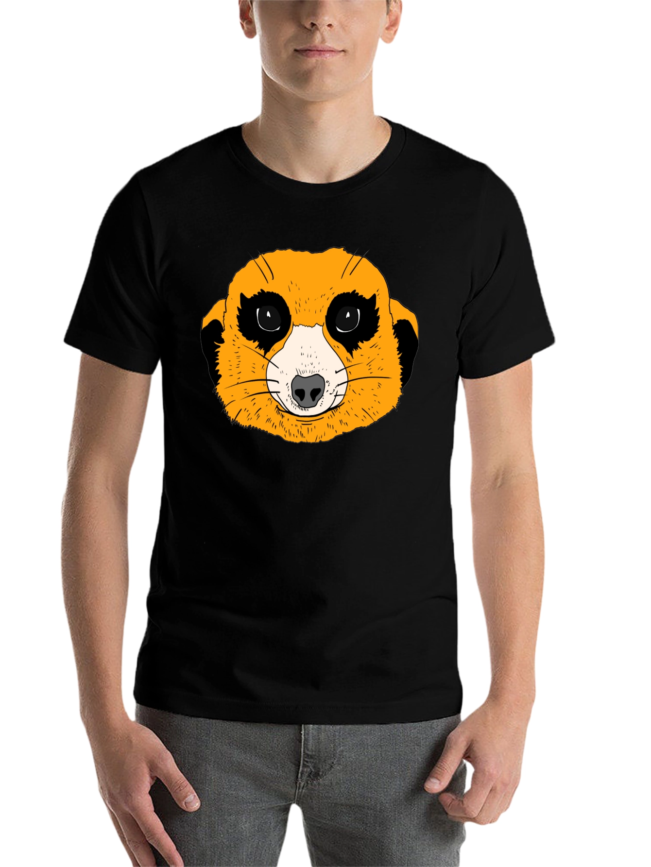Black Meerkat Graphic Tee - Black Cotton T-Shirt view 7