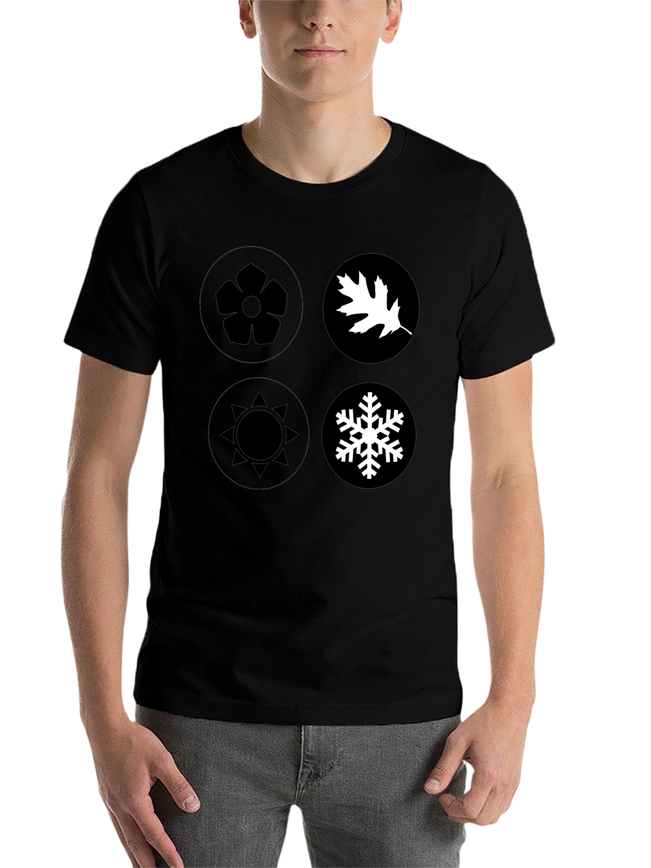 Seasons Graphic Tee - Black Cotton Casual Wear - 7