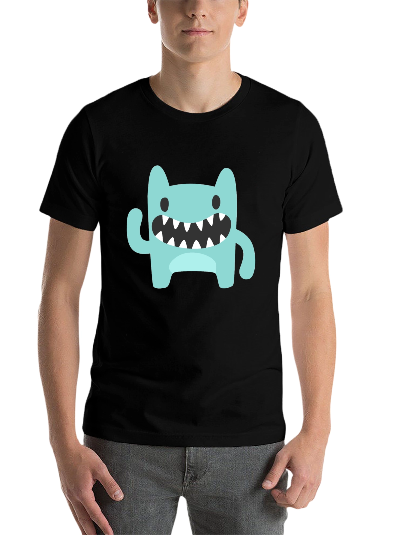 Black Monster Graphic Black Tee | Fun Casual Wear view 7