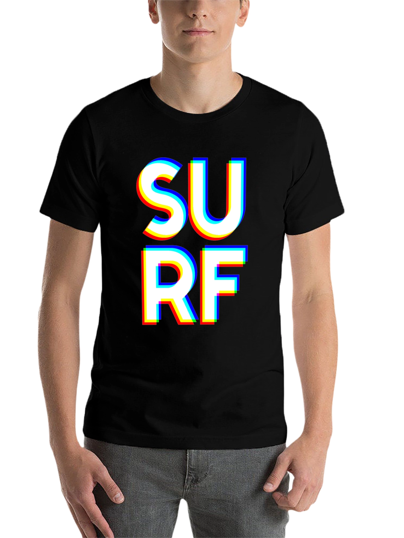 Black Surf Graphic T-Shirt - Bold White Text on Black view 7