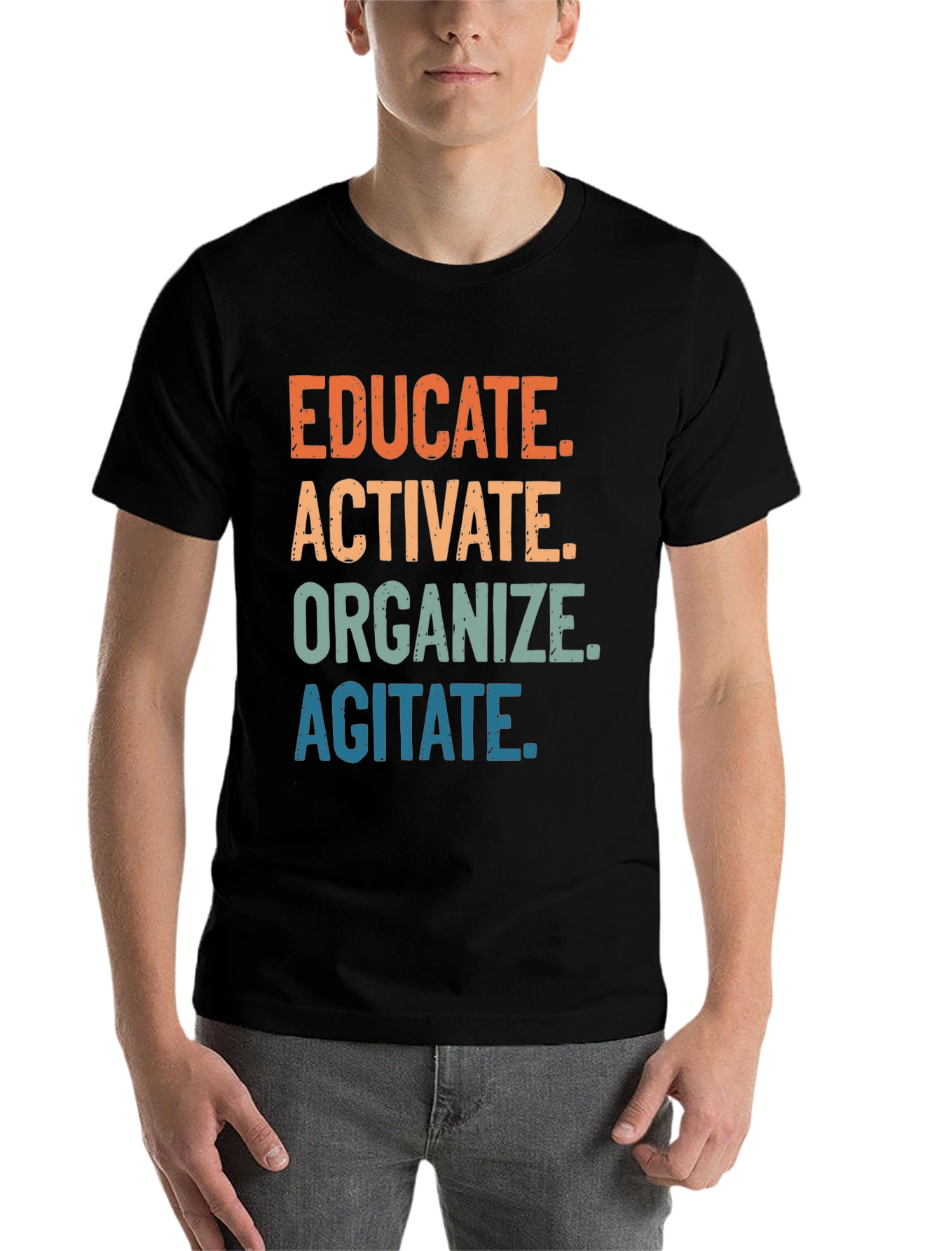 Black Educate, Activate, Organize, Agitate T-Shirt view 7