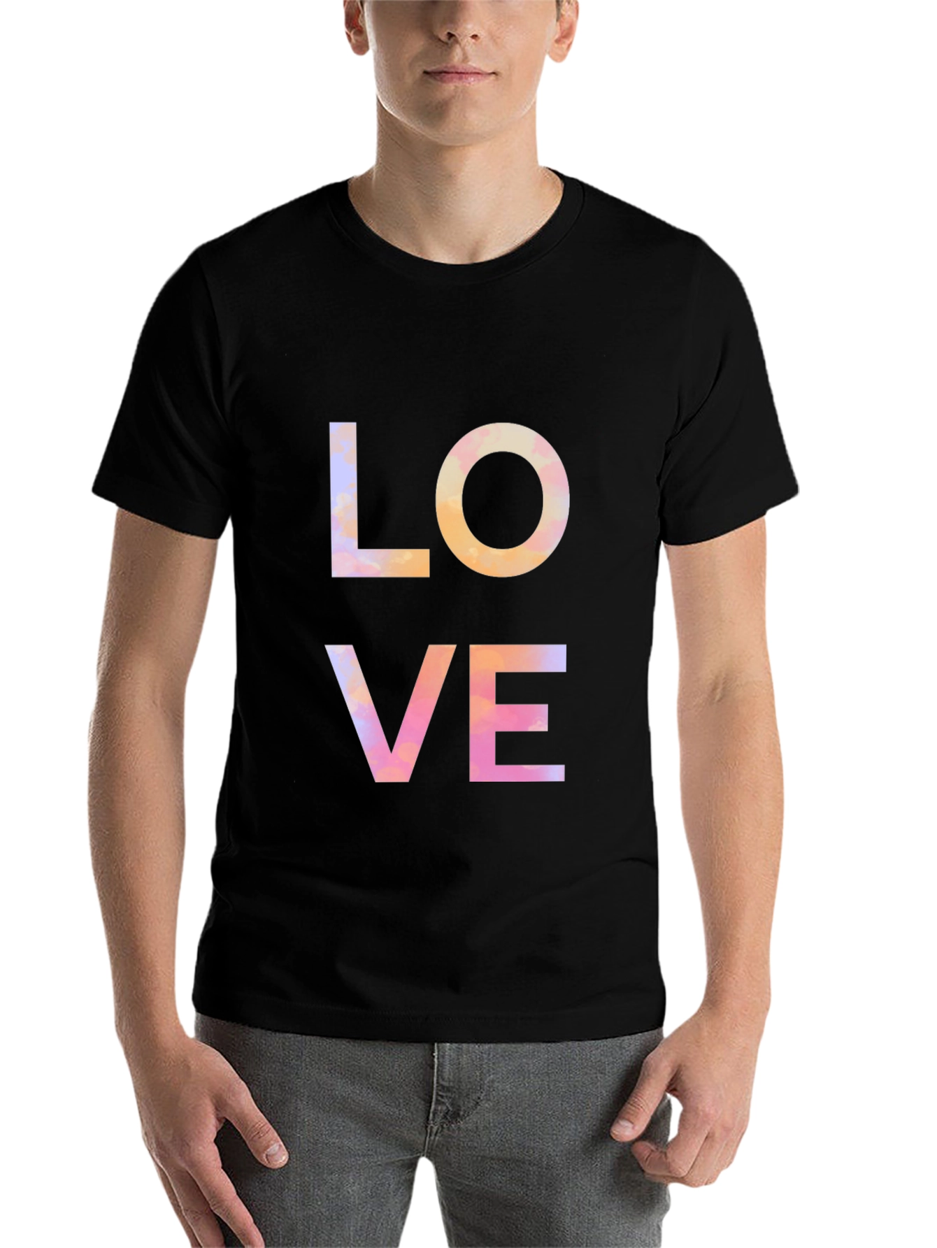 Black LOVE Graphic Black T-Shirt view 7