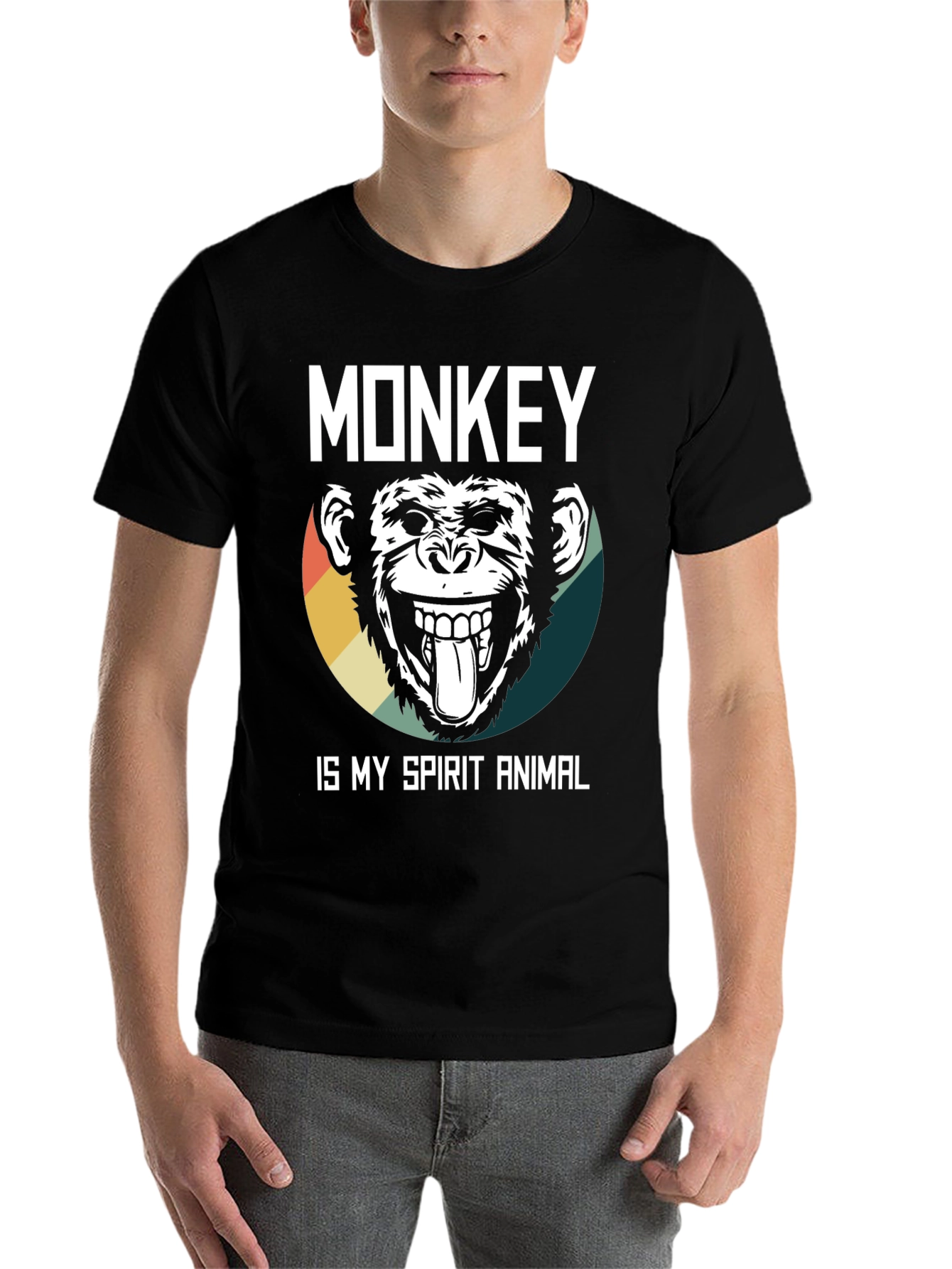 Black Monkey Spirit Animal Graphic Tee view 7