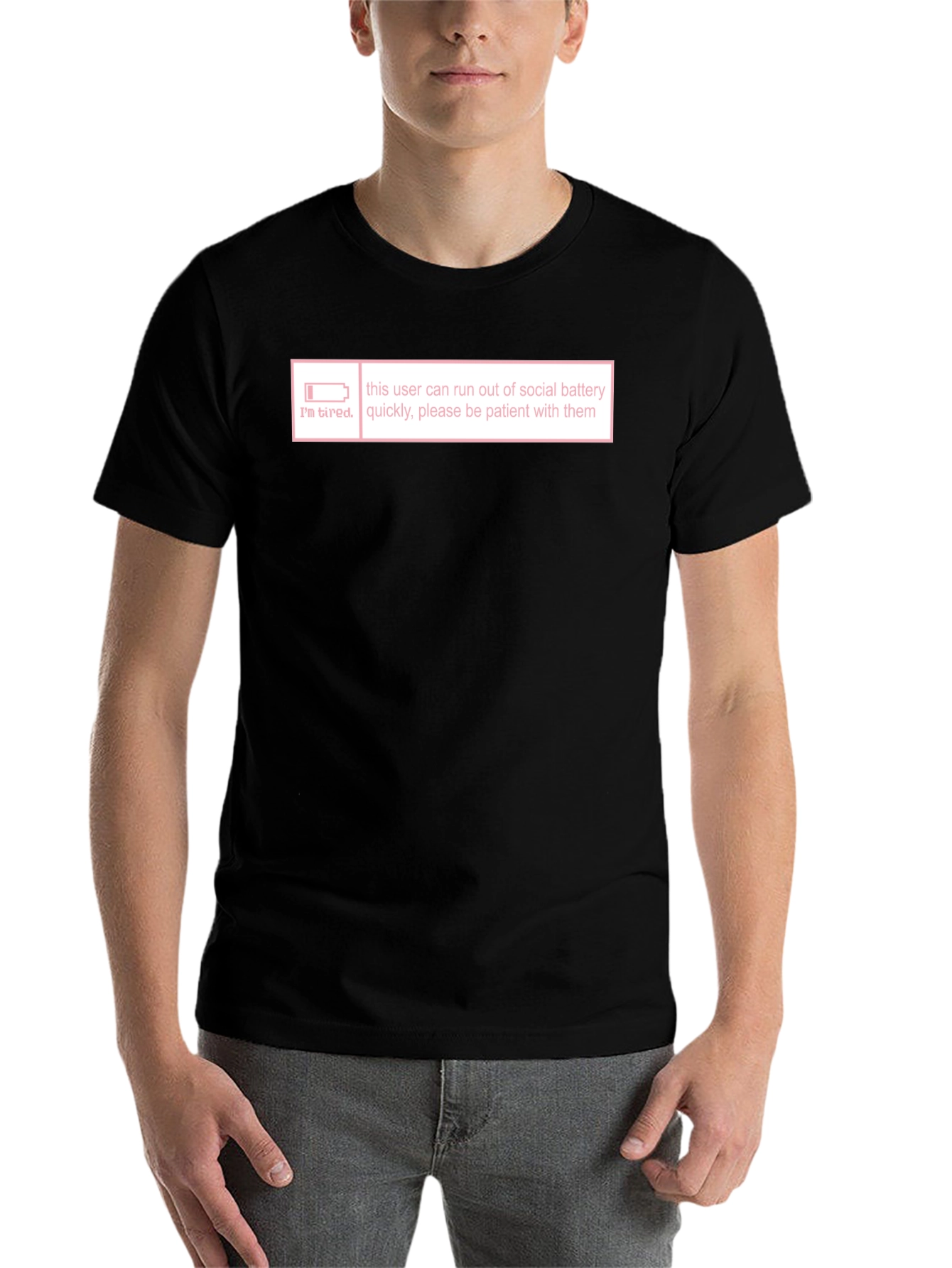Black Introvert Social Battery T-Shirt - I'm Tired Graphic Tee view 7