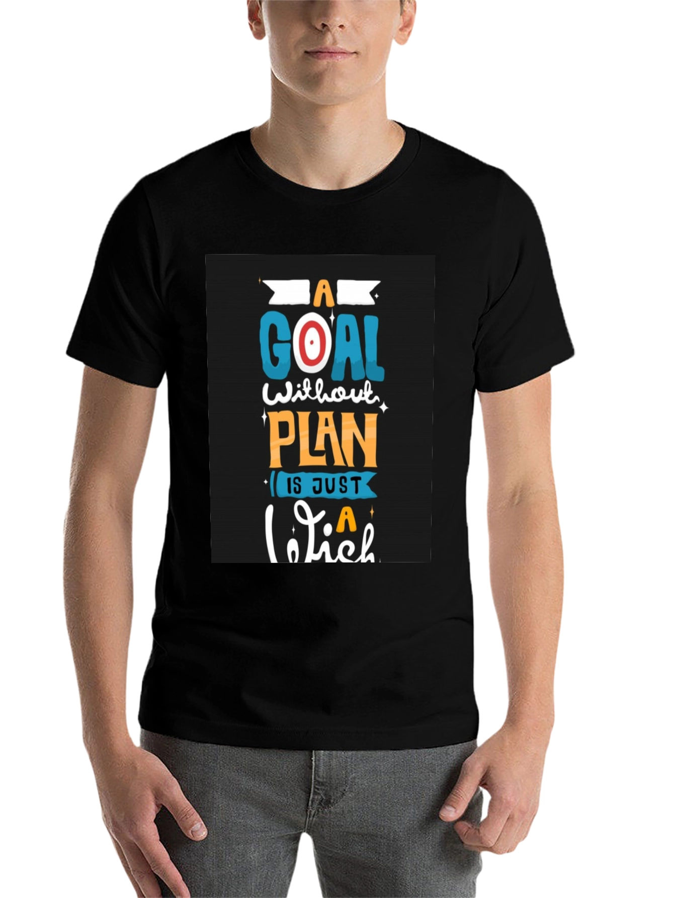 Black Motivational Goal Plan Black T-Shirt view 7