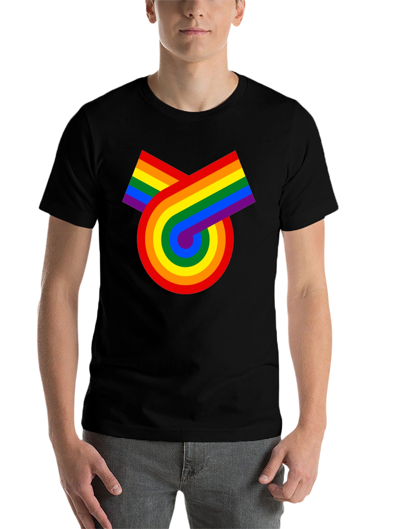 Black Retro Rainbow Graphic Tee - Pride Celebration view 7