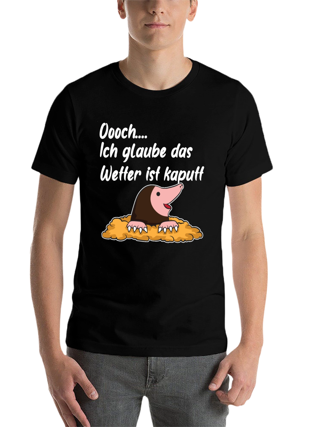 Black Funny Mole Weather Pun T-Shirt view 7
