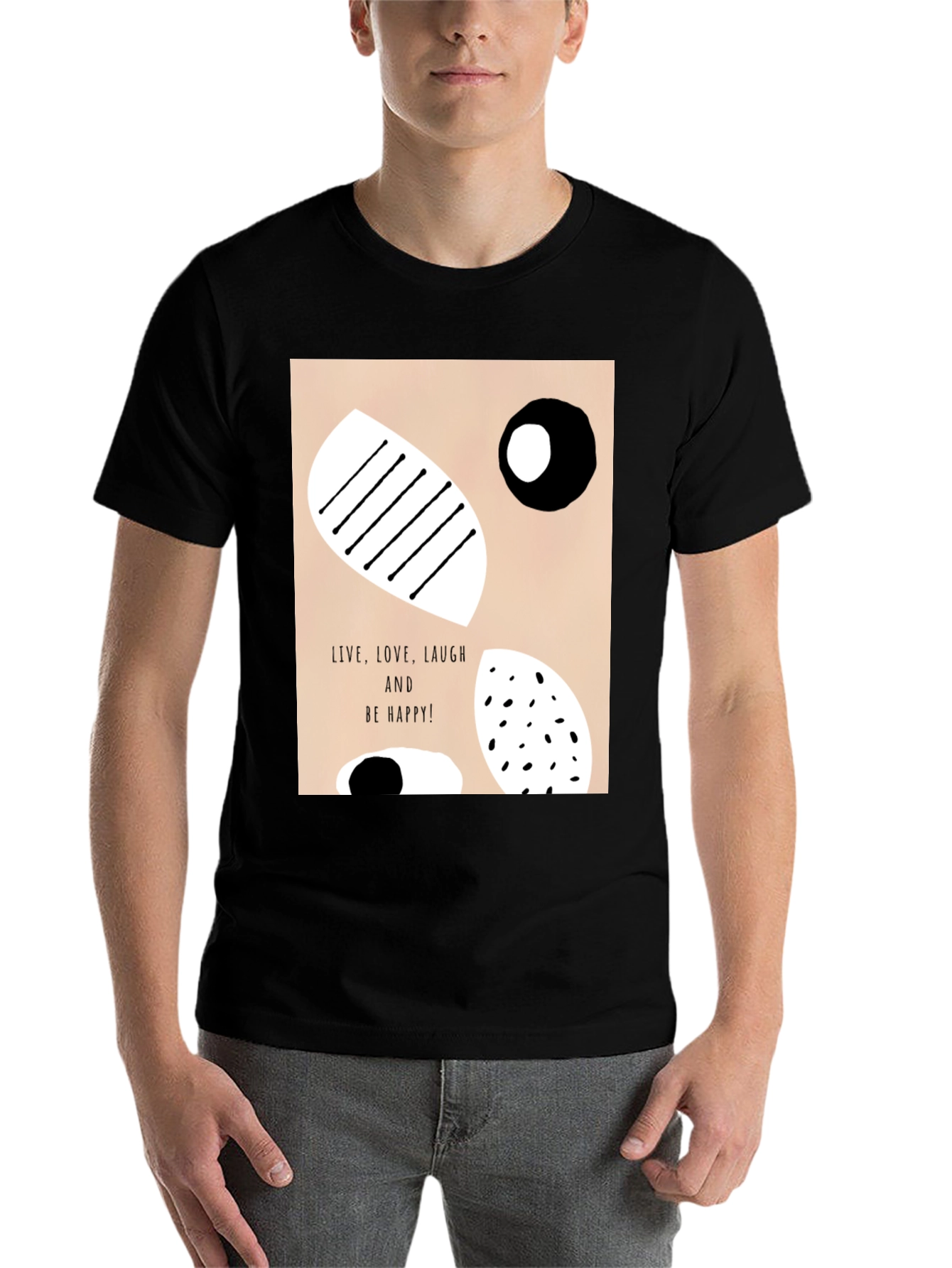 Black Abstract Graphic Print Black T-Shirt view 7