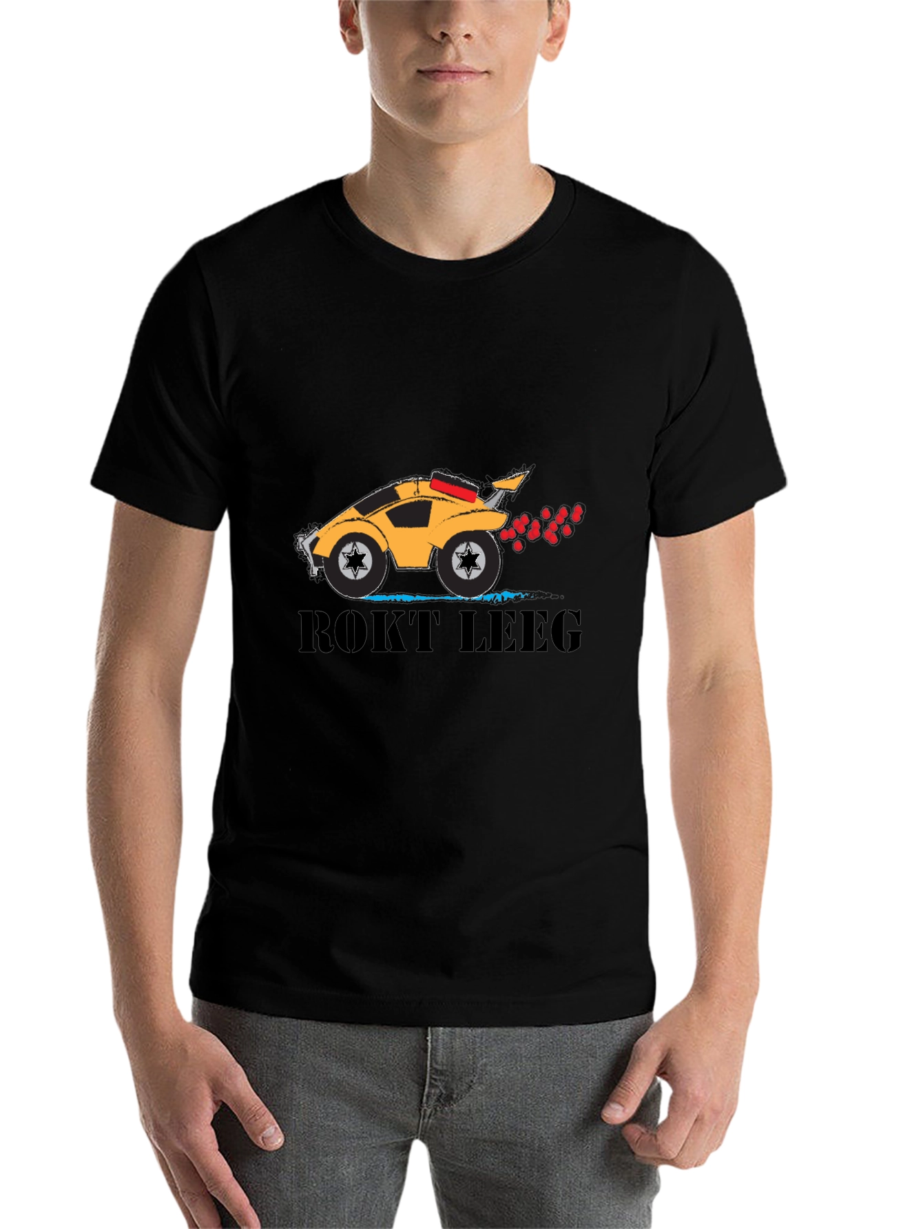 Black ROKT LEEG Black Graphic T-Shirt - Car Design view 7
