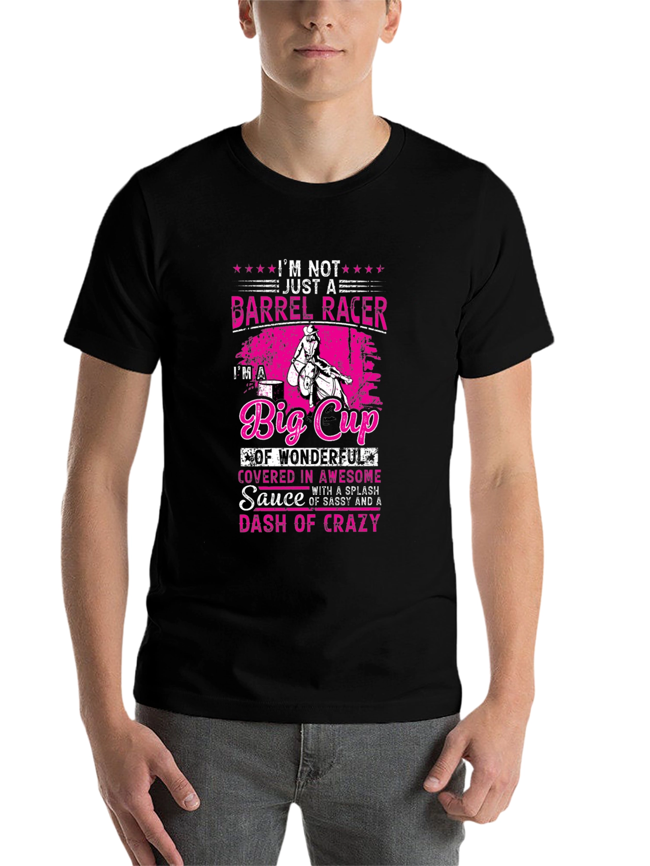 Black Barrel Racer Big Cup Graphic T-Shirt view 7