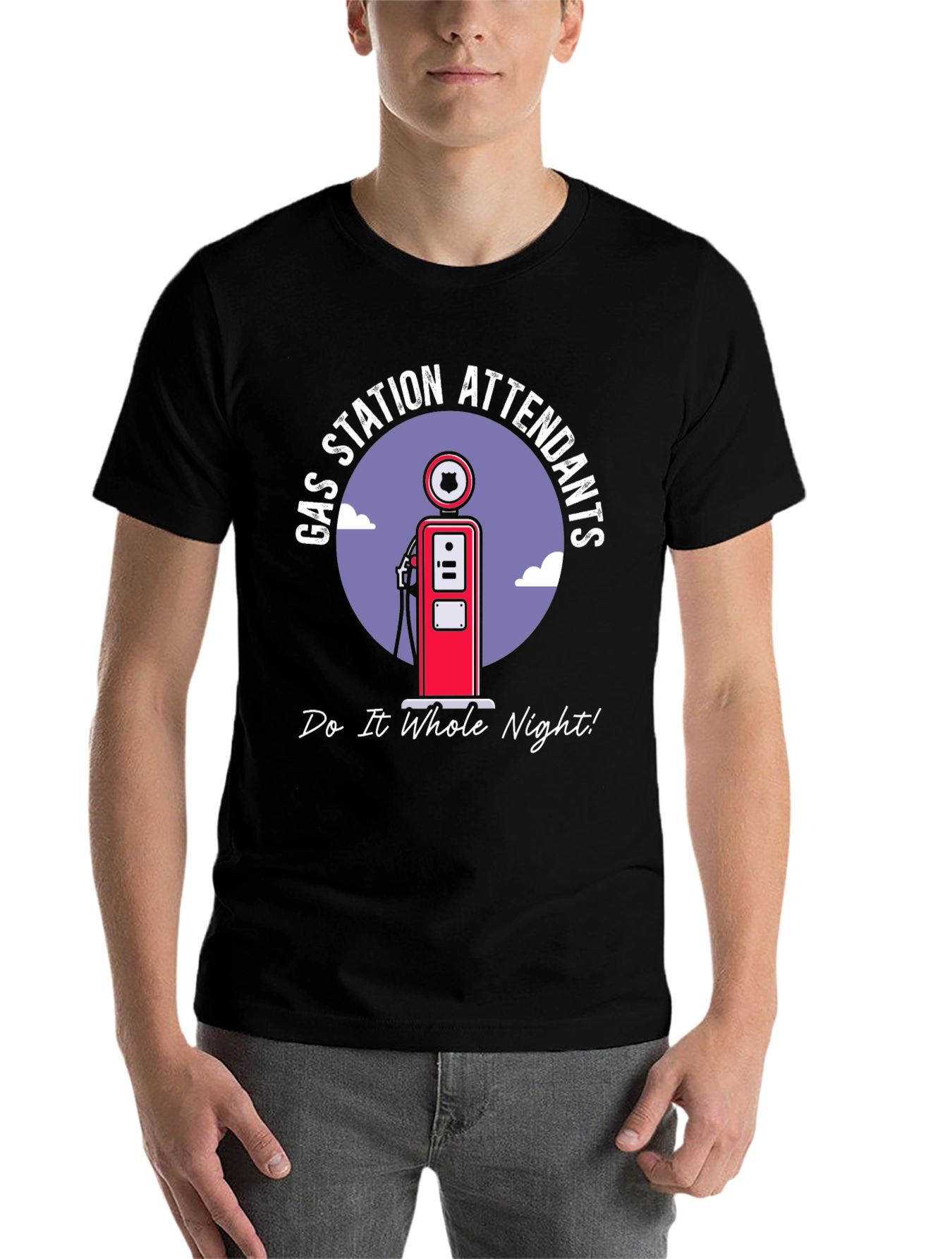 Black Gas Station Attendants T-Shirt view 7