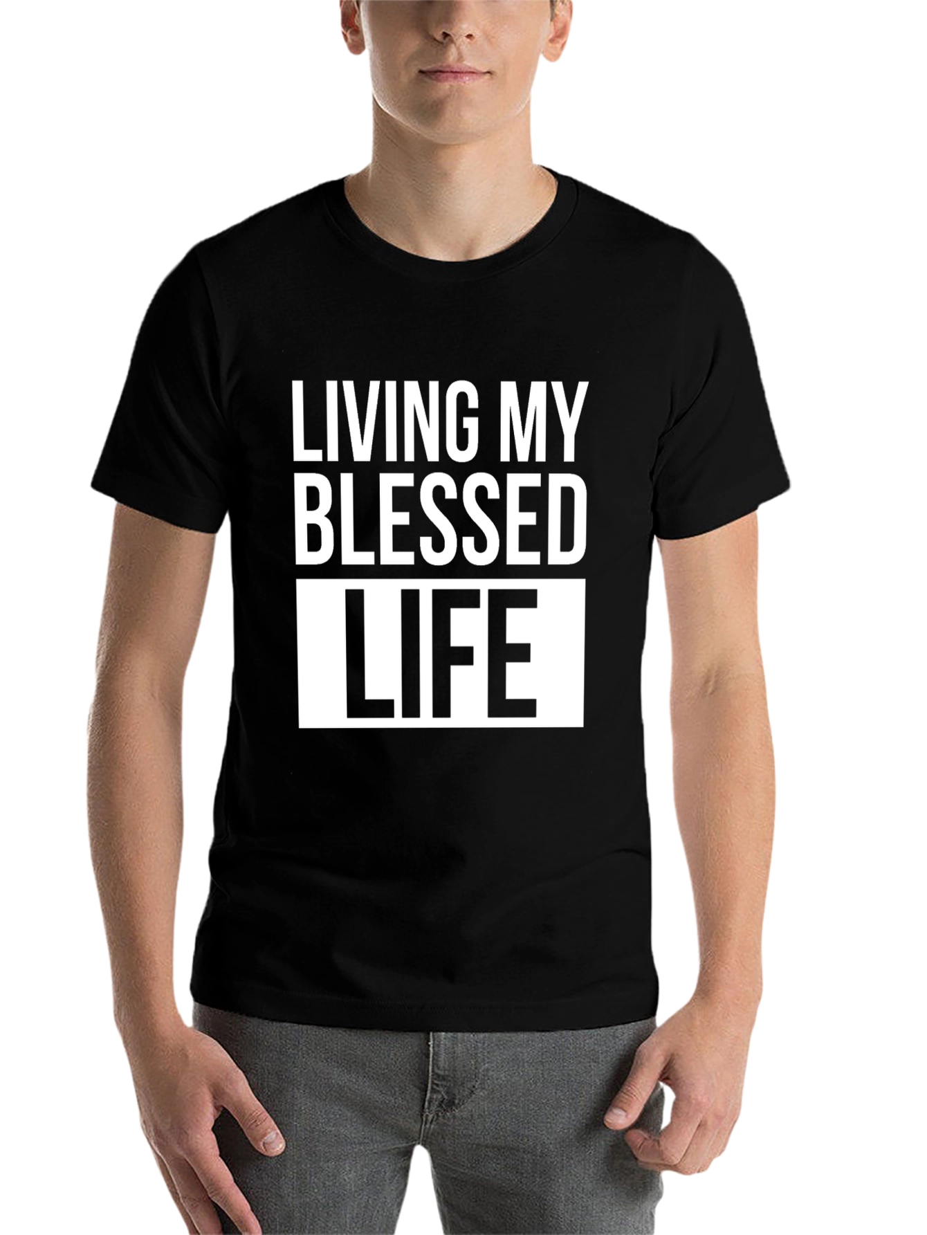 Black Living My Blessed Life T-Shirt - Black view 7