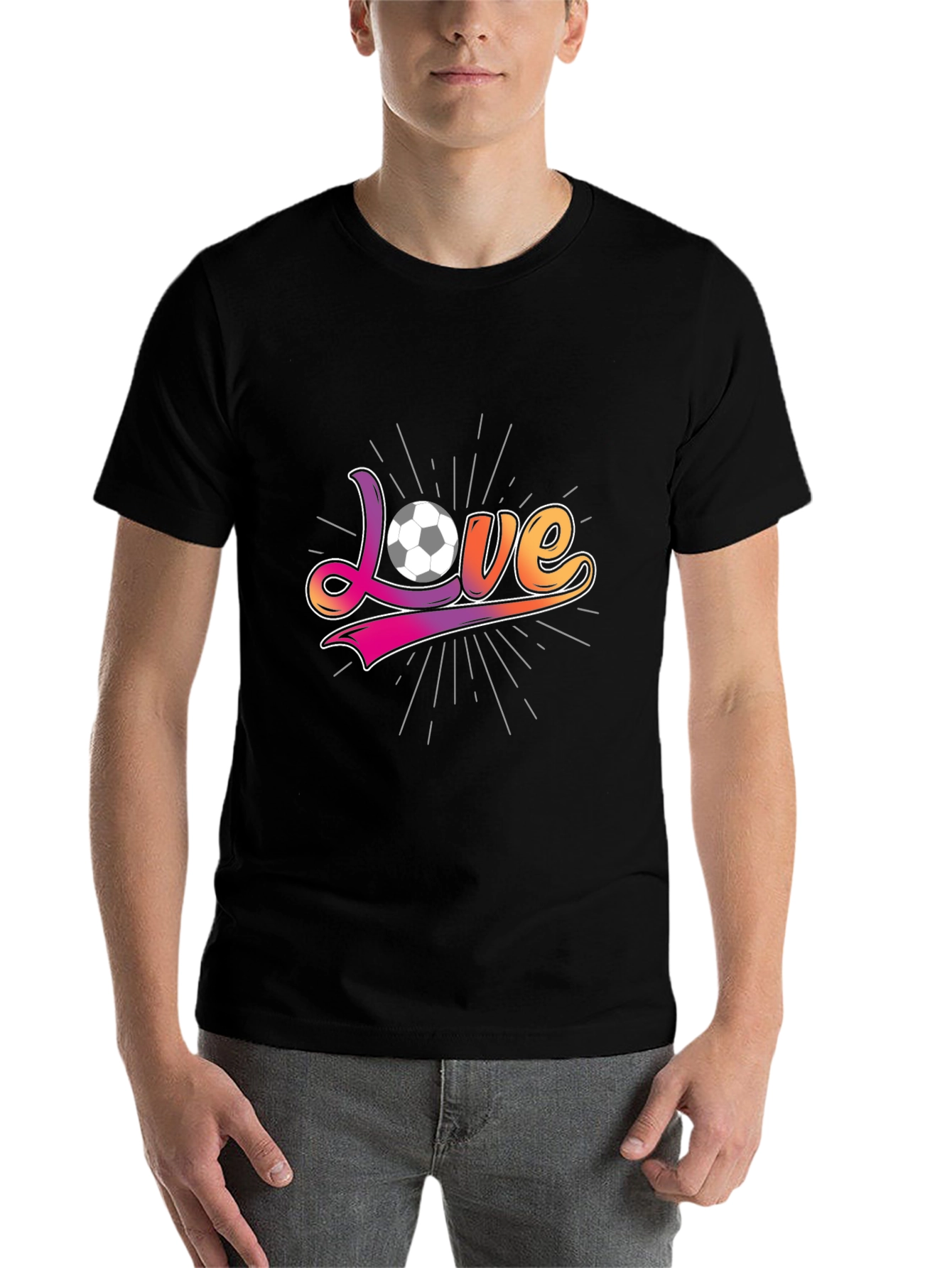Black Soccer Love Graphic T-Shirt view 7