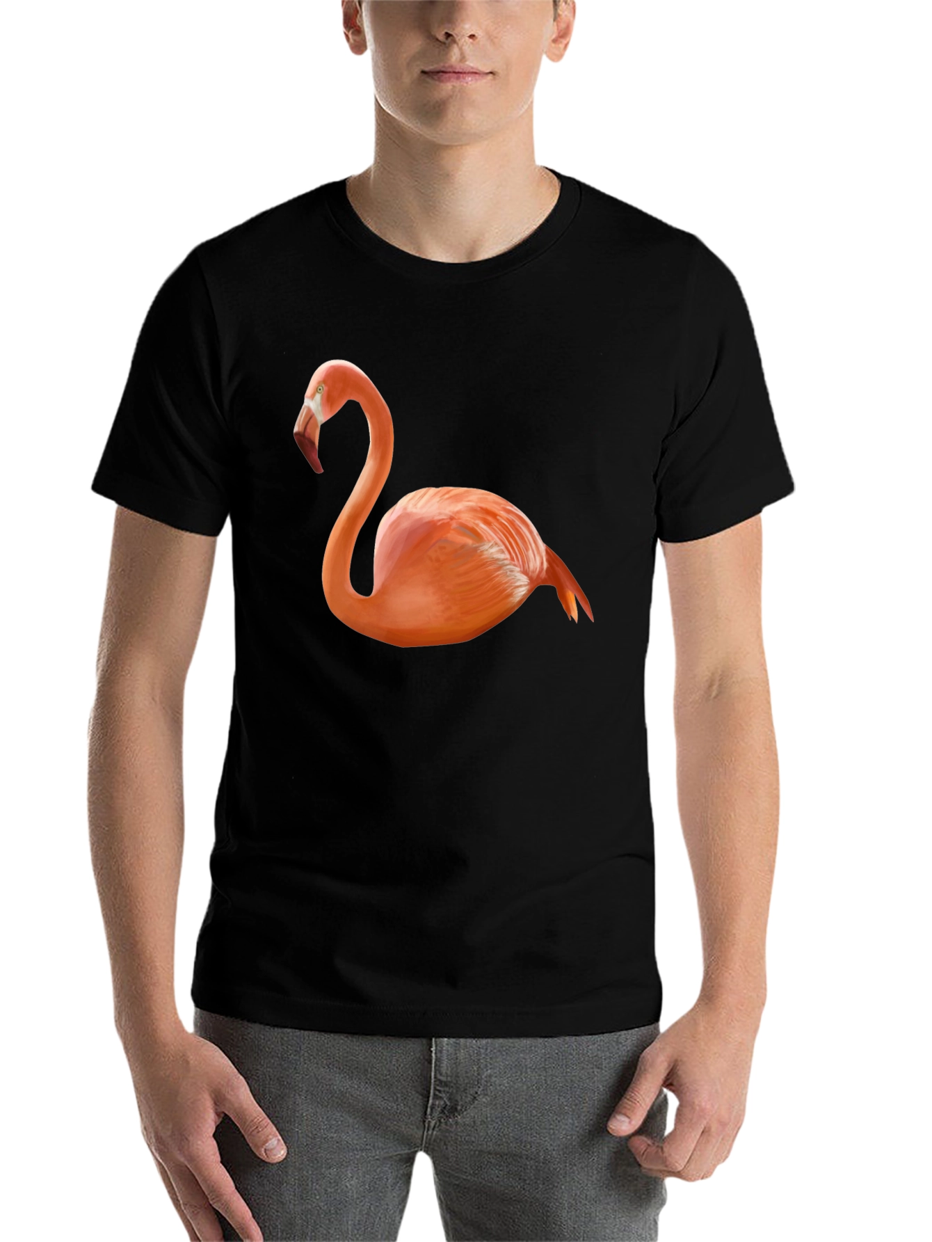 Black Flamingo Graphic Tee - Classic Black T-Shirt view 7