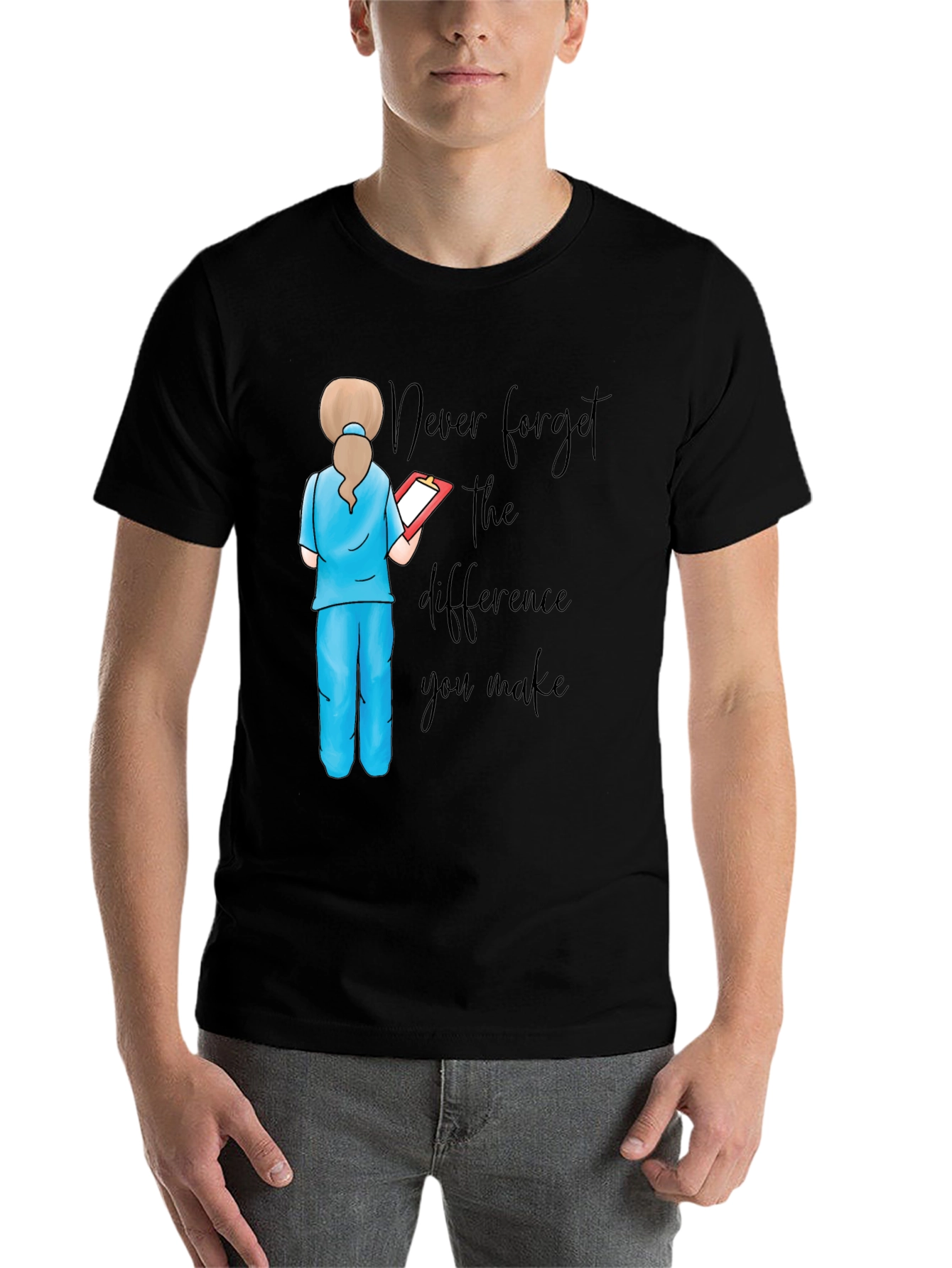 Black Nurse Quote Graphic Tee - Never Forget the Difference view 7