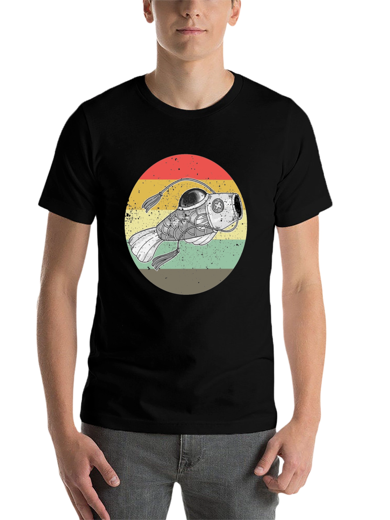 Black Retro Angler Fish Graphic Tee - Black view 7
