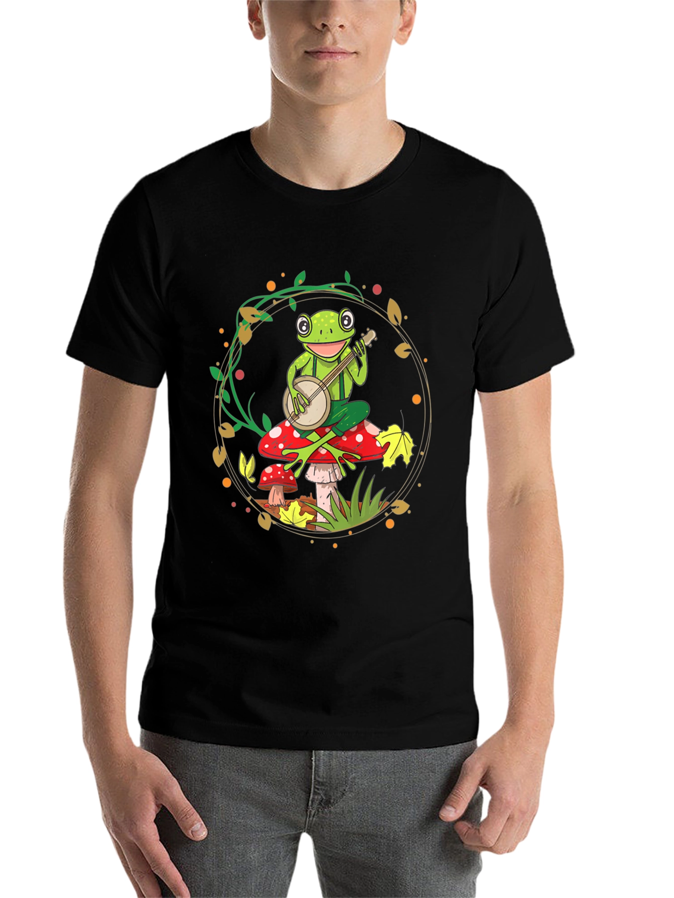 Black Frog Banjo T-Shirt - Whimsical Music Tee view 7