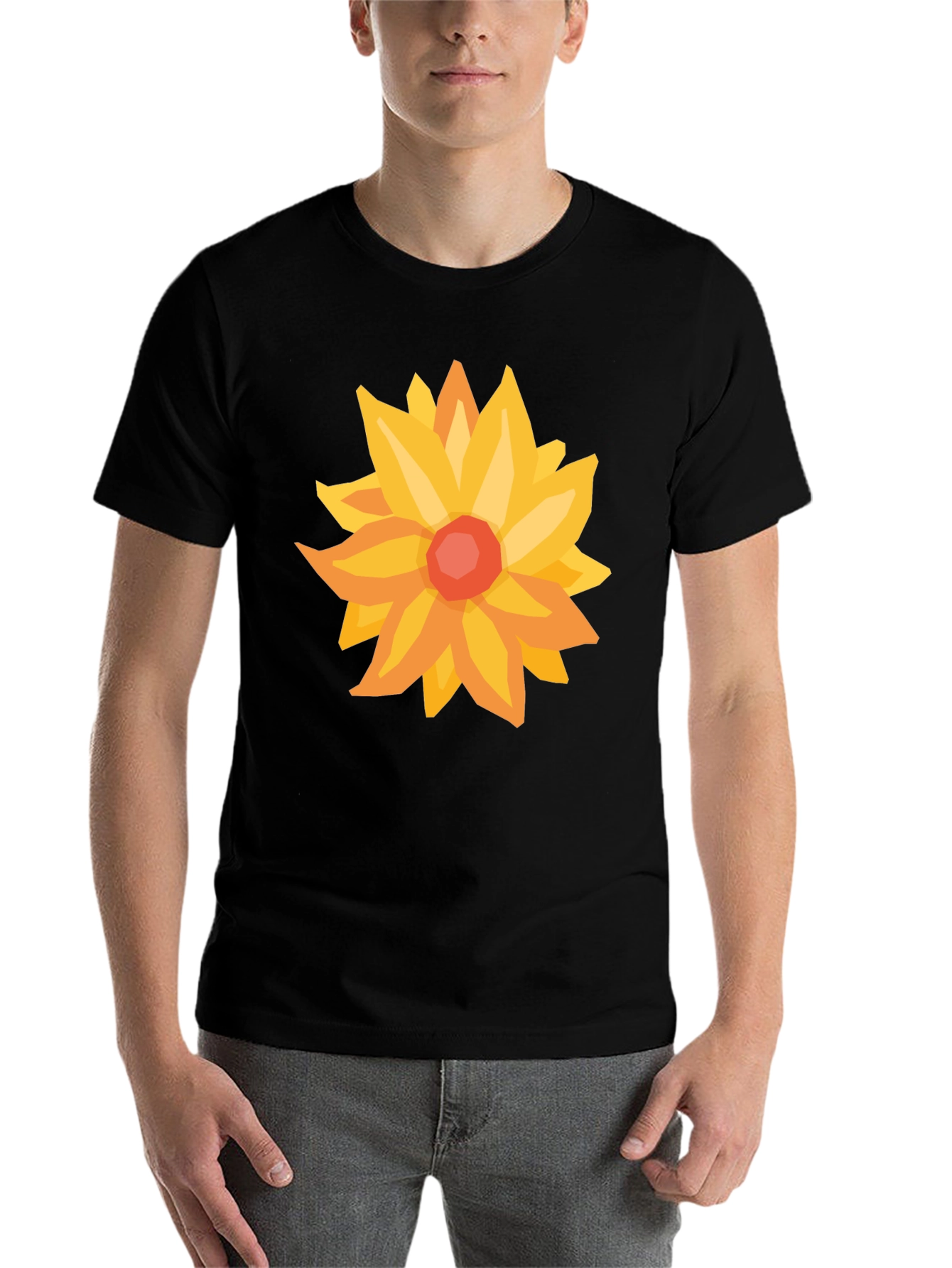 Black Floral Graphic Tee - Black T-Shirt with Flower Design view 7