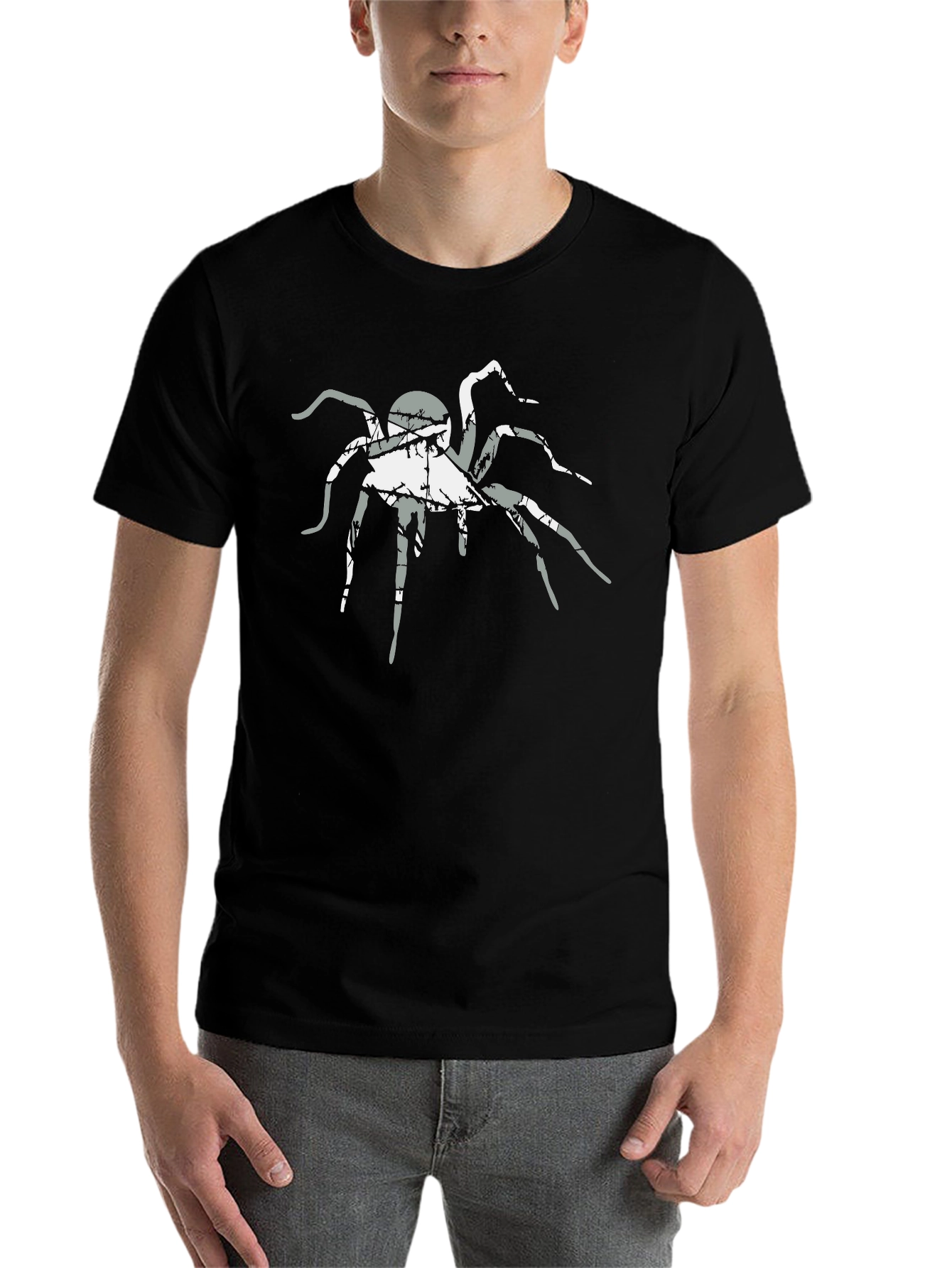 Black Graphic Spider Print Black T-Shirt view 7