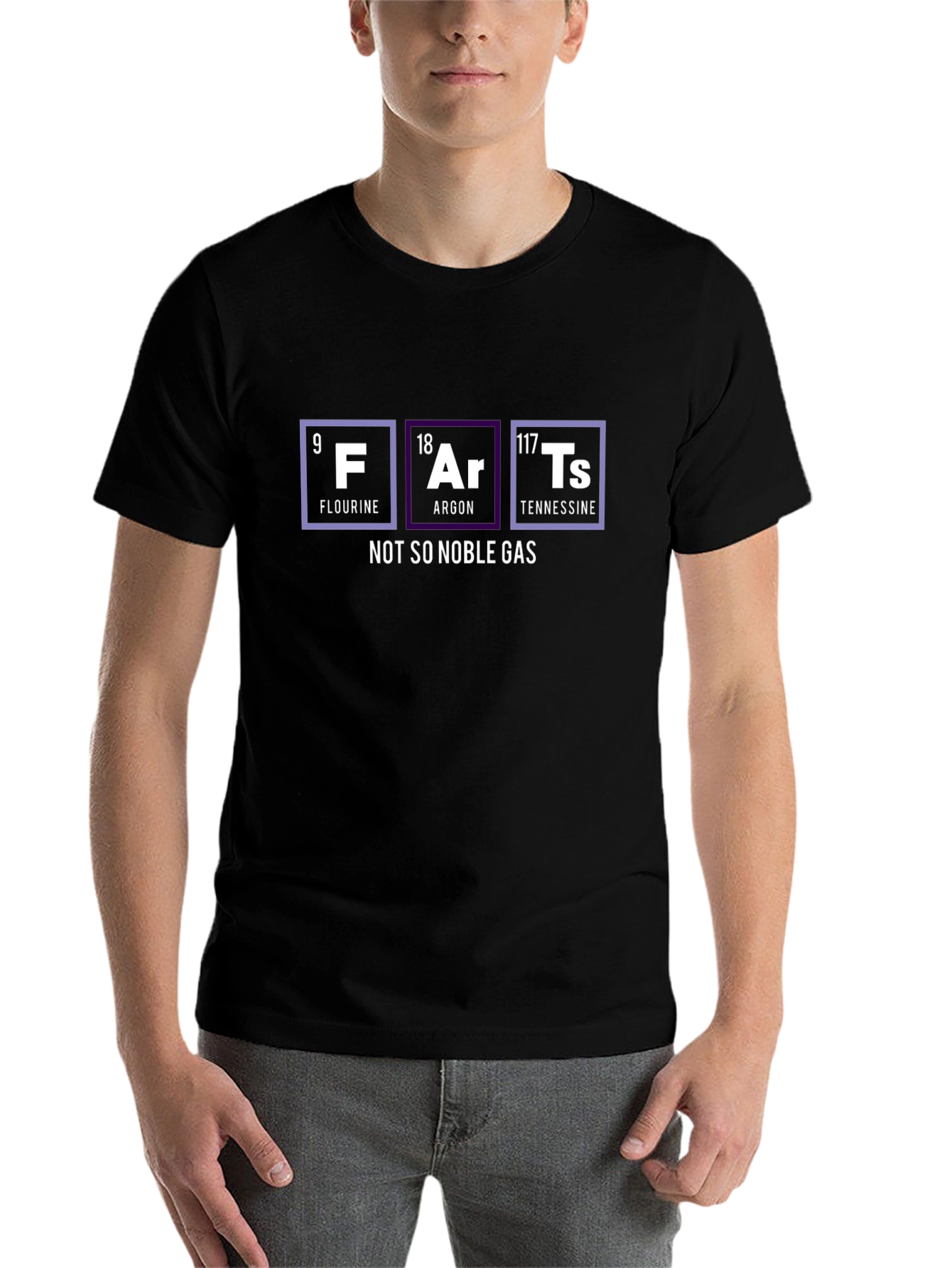 Black Funny Periodic Table T-Shirt - FArTs Not So Noble Gas view 7