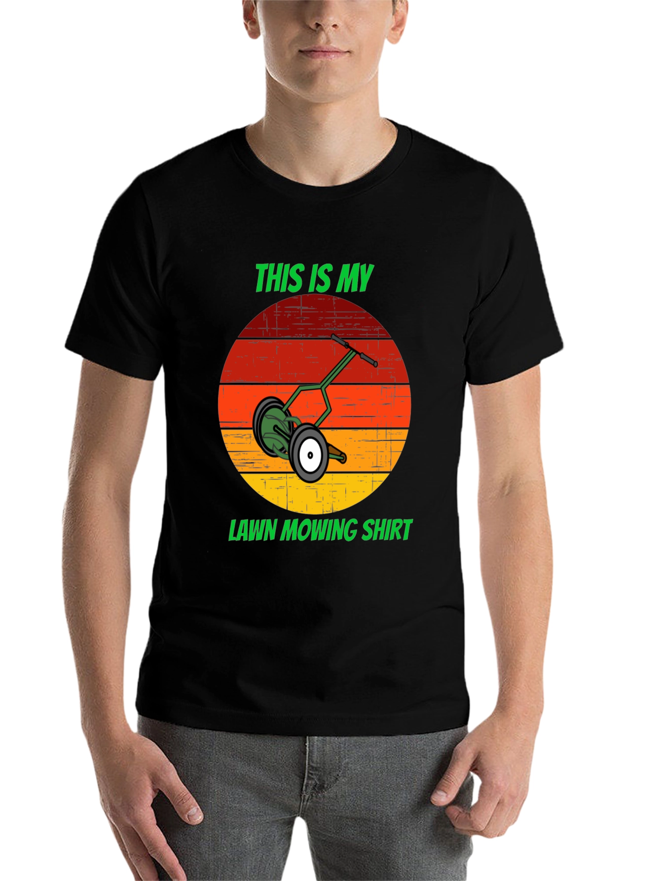 Black This Is My Lawn Mowing Shirt - Retro Mower Design Tee view 7