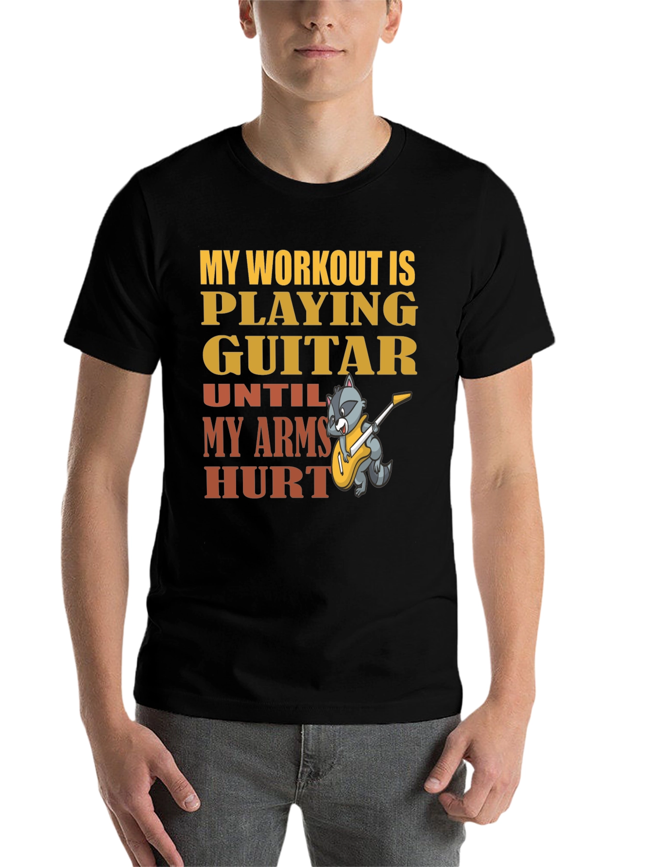 Black Guitar Workout T-Shirt - Musician Fitness Tee view 7