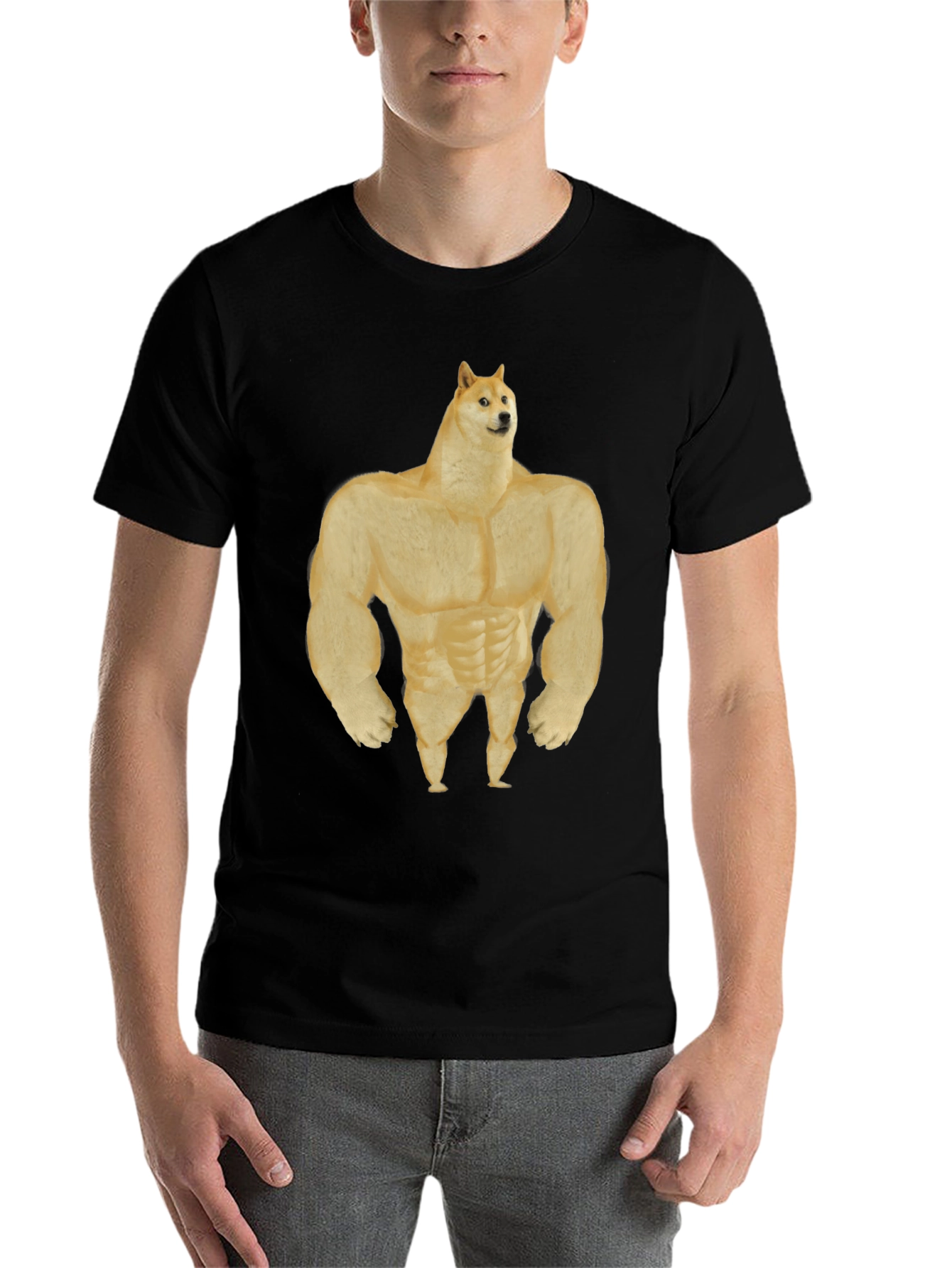Black Buff Doge T-Shirt - Funny Meme Tee view 7