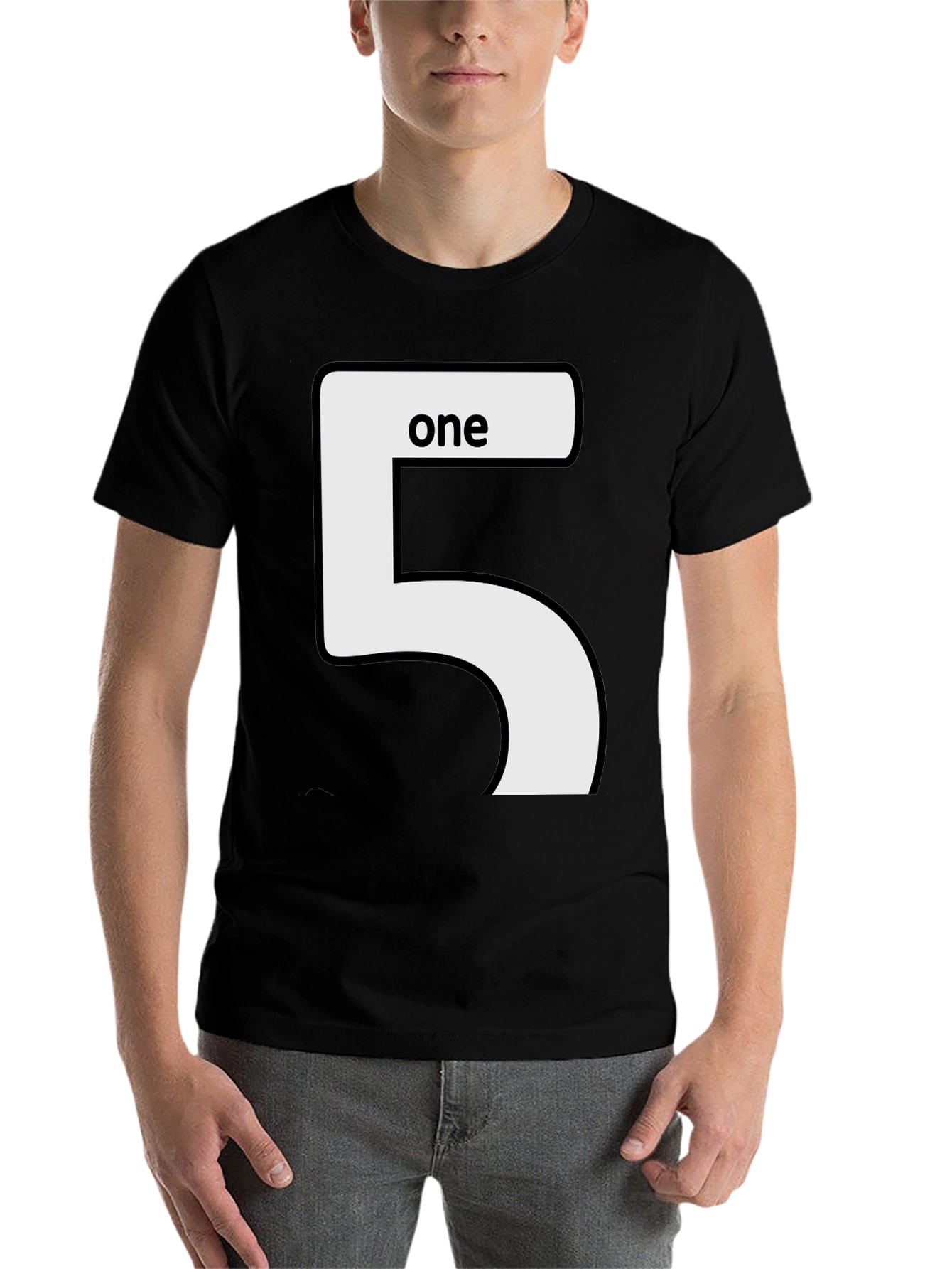 Black Number 5 One Funny Graphic T-Shirt view 7